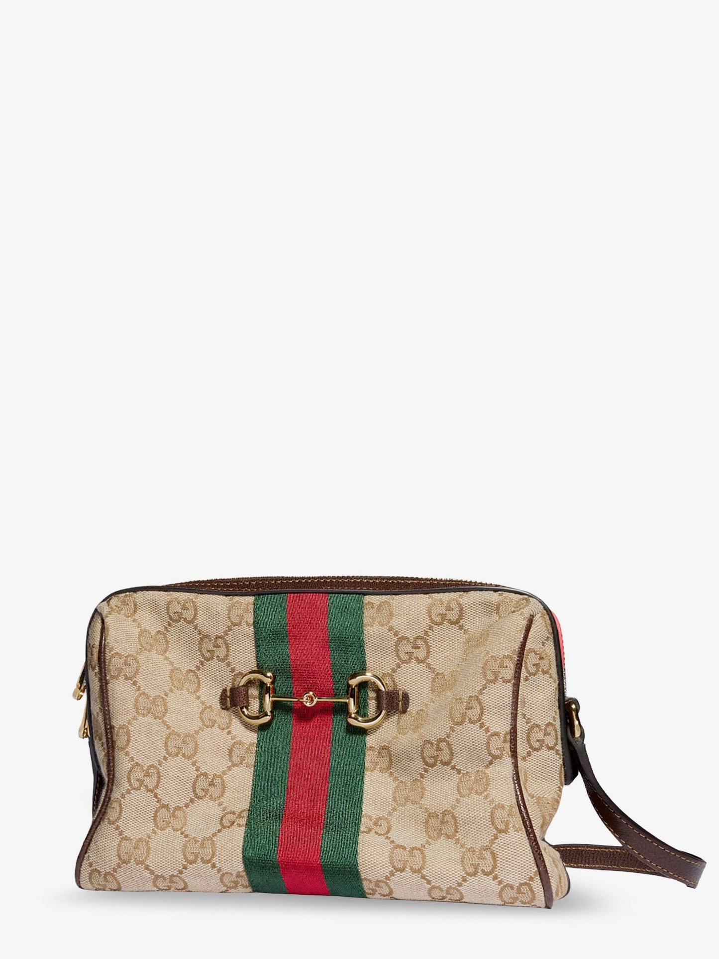 Gucci Women Camera Bag Gg Fabric Crossbody Bag With Metal Horsebit GUCCI