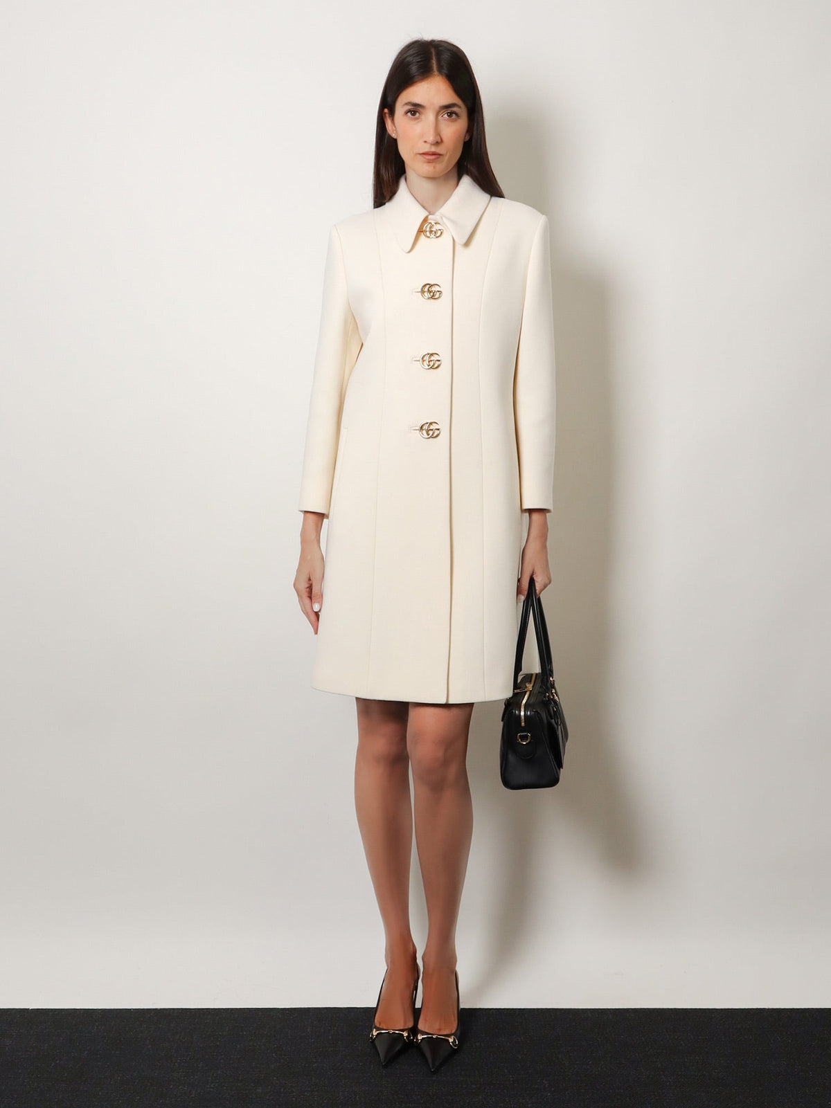 Gucci Women White Wool Crãªpe Coat GUCCI
