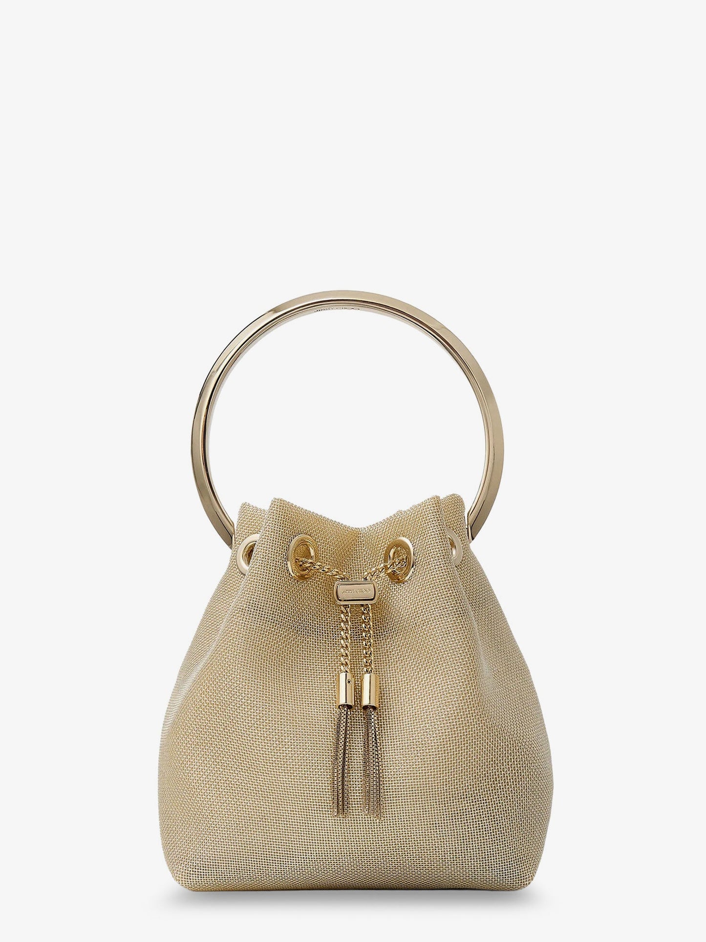 Jimmy Choo Women Bon Bon Metallic Mesh Bucket Bag