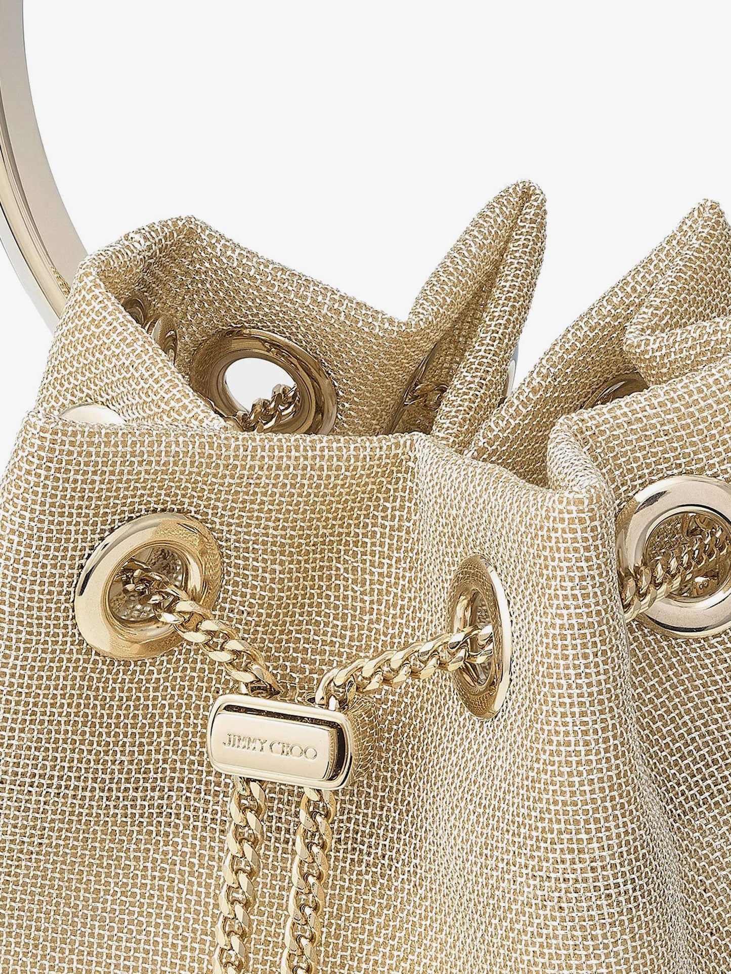 Jimmy Choo Women Bon Bon Metallic Mesh Bucket Bag