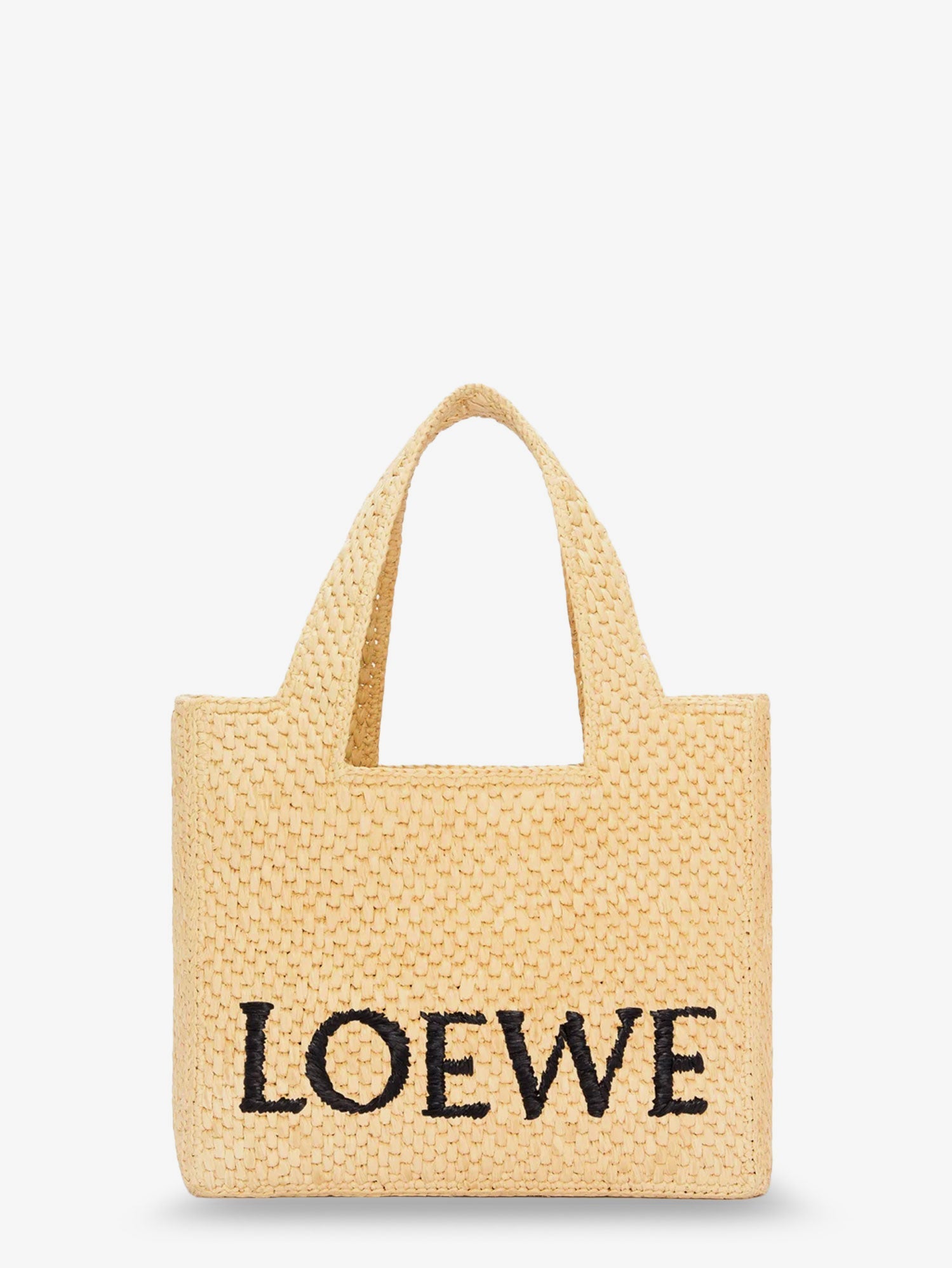 Loewe Women Paula's Ibiza -Small Loewe Font Raffia Handbag With Embroidered Logo On The Front LOEWE