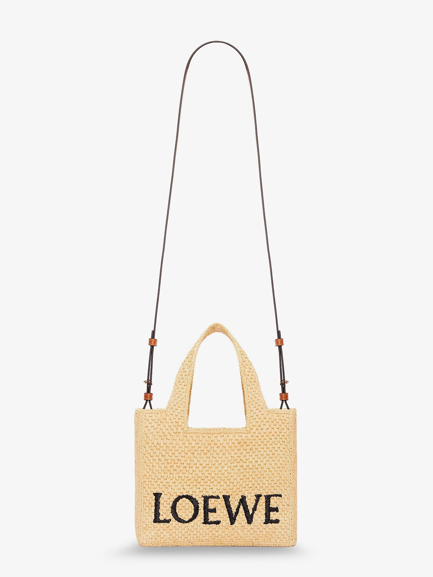 Loewe Women Paula's Ibiza -Small Loewe Font Raffia Handbag With Embroidered Logo On The Front LOEWE