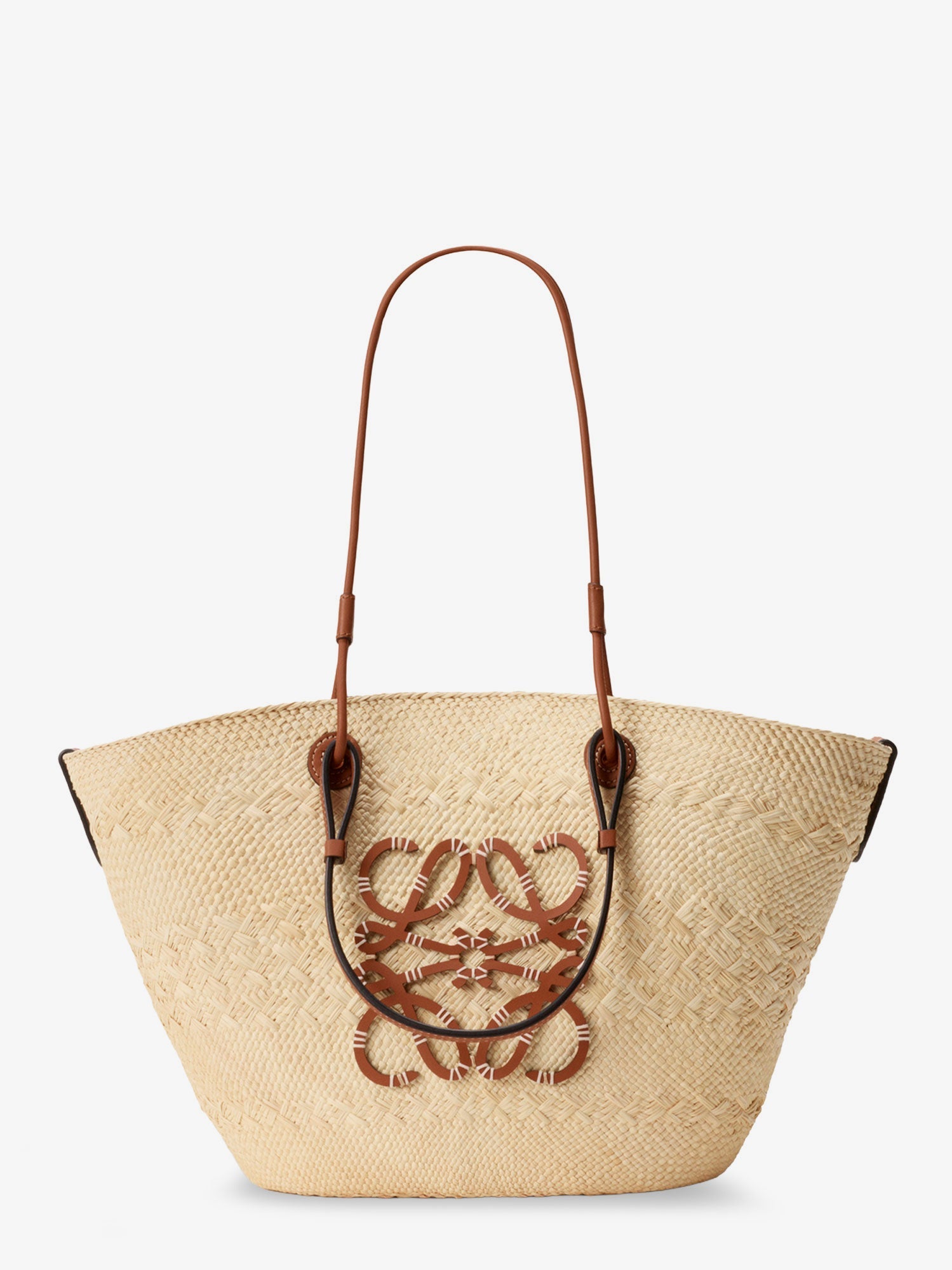 Loewe Women Paula's Ibiza Leather And Iraca Palm Shoulder Bag LOEWE