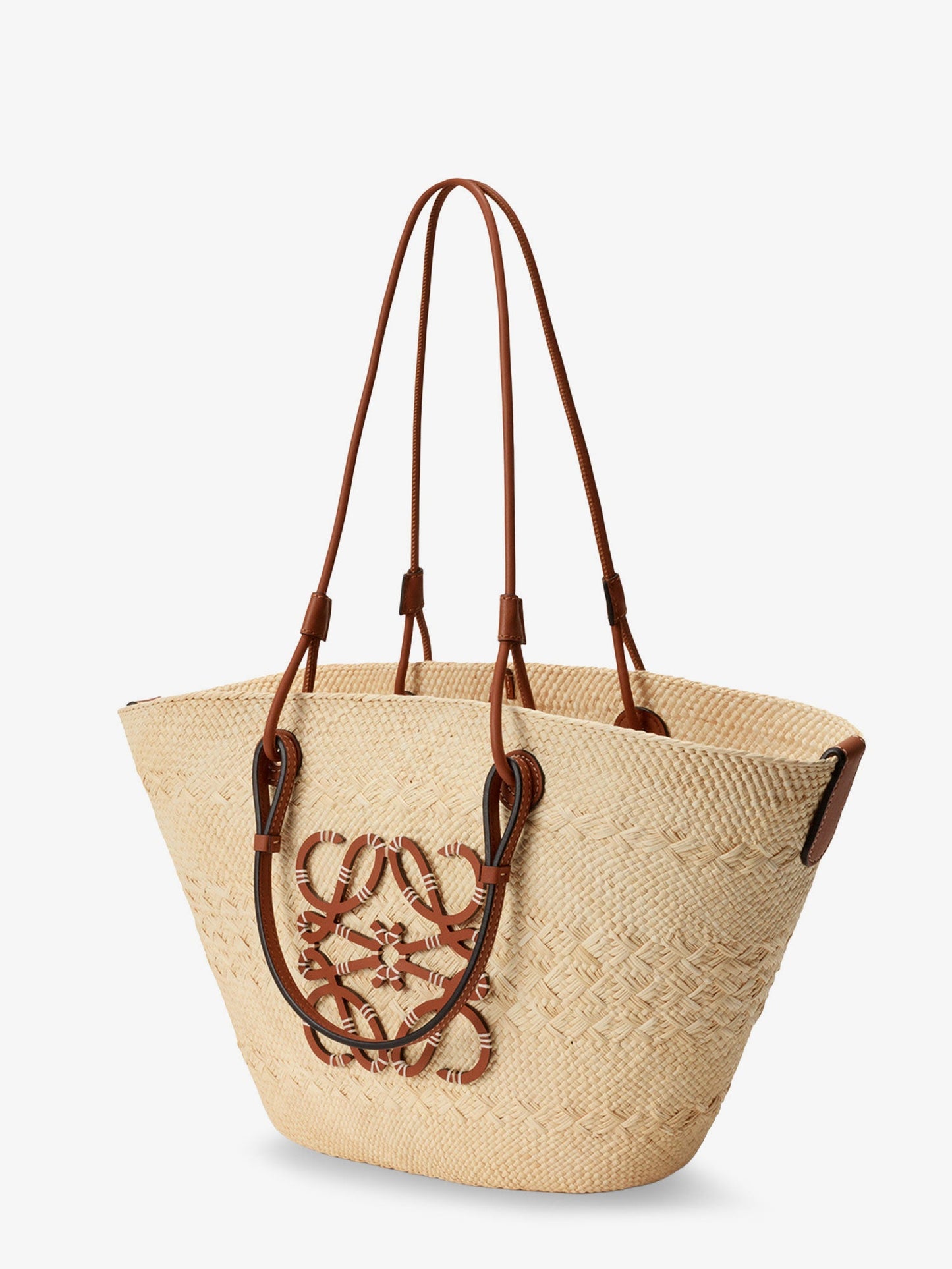 Loewe Women Paula's Ibiza Leather And Iraca Palm Shoulder Bag LOEWE