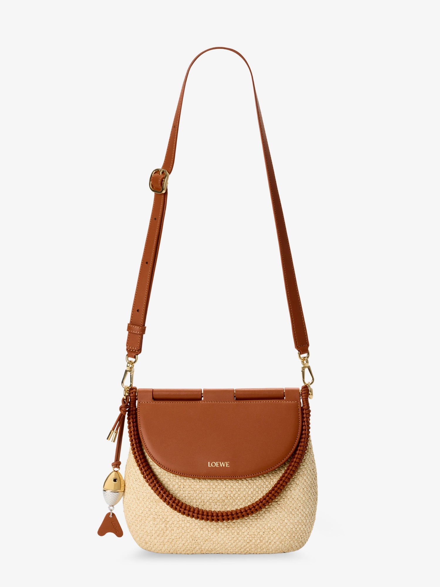 Loewe Women Paula's Ibiza Raffia And Leather Pescador Crossbody Bag LOEWE