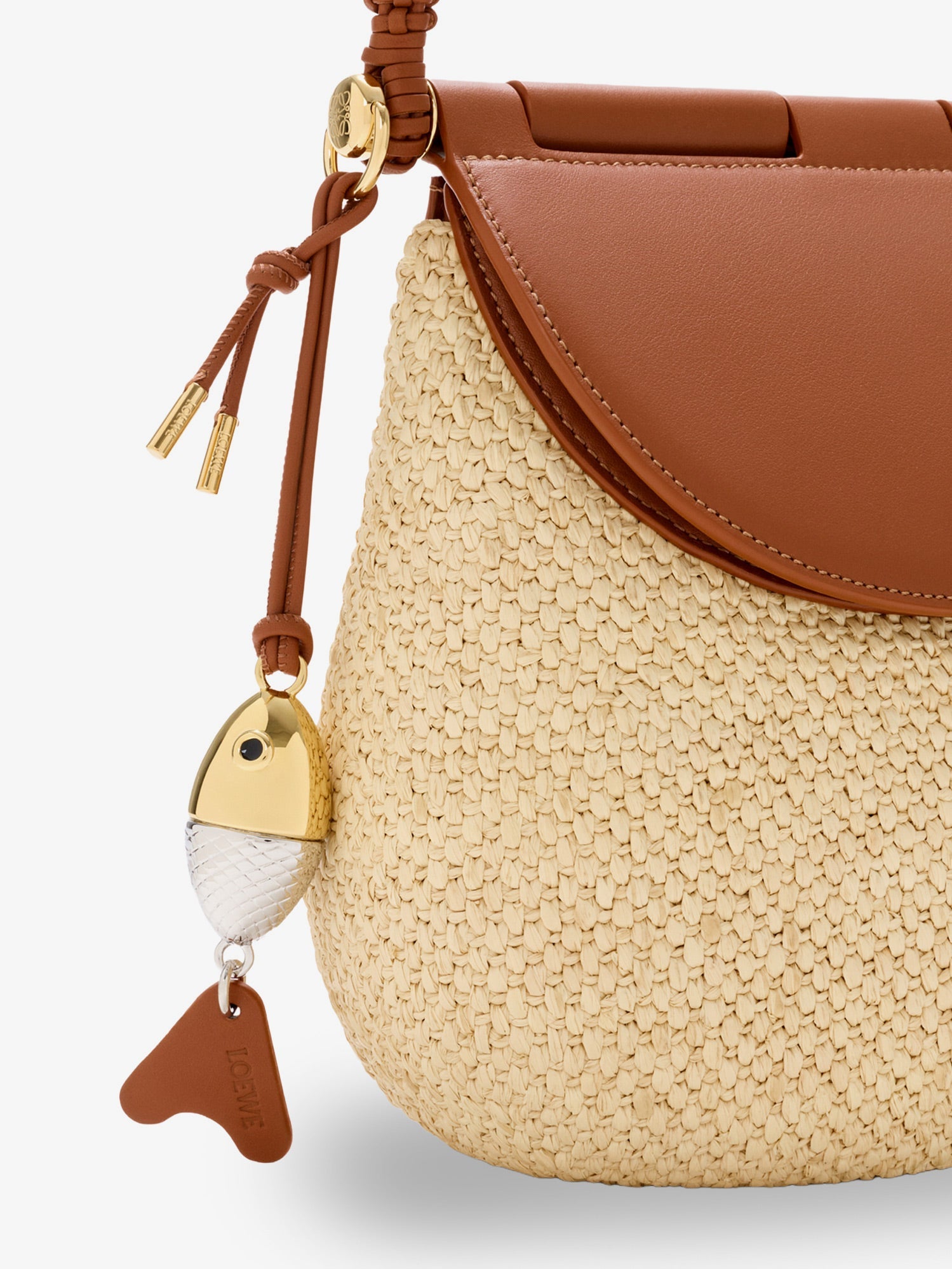 Loewe Women Paula's Ibiza Raffia And Leather Pescador Crossbody Bag LOEWE