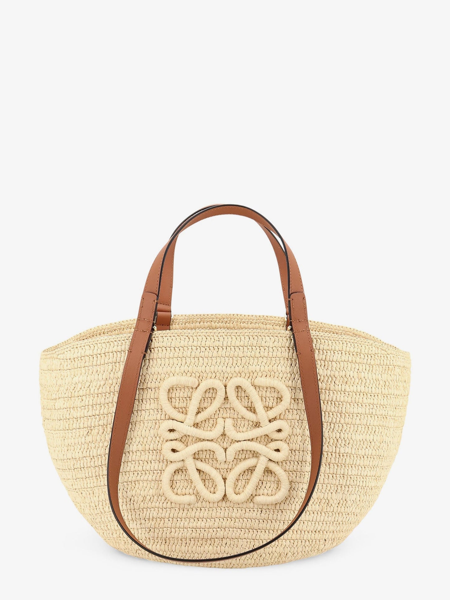 Loewe Women Paula's Ibiza -Eclipse Raffia And Leather Handbag With 3D Anagram Logo LOEWE