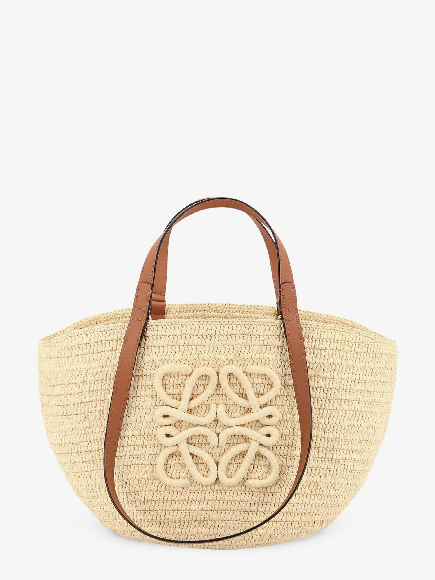 Loewe Women Paula's Ibiza -Eclipse Raffia And Leather Handbag With 3D Anagram Logo LOEWE