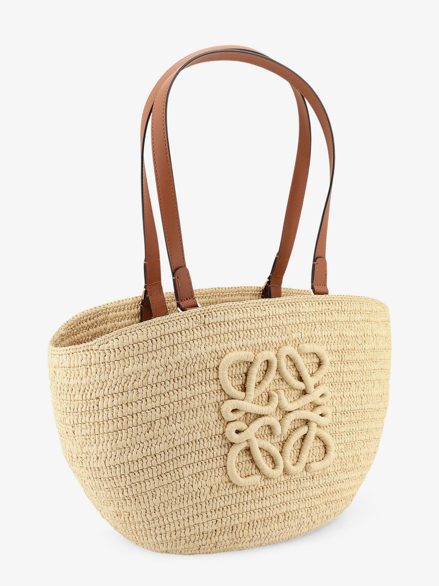 Loewe Women Paula's Ibiza -Eclipse Raffia And Leather Handbag With 3D Anagram Logo LOEWE