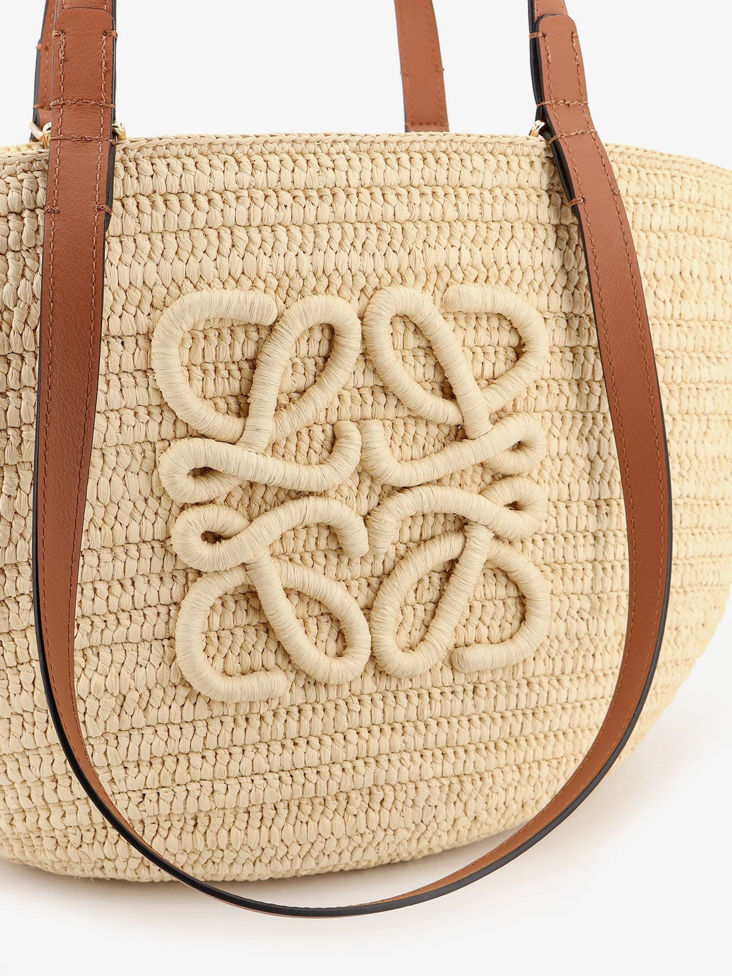 Loewe Women Paula's Ibiza -Eclipse Raffia And Leather Handbag With 3D Anagram Logo LOEWE