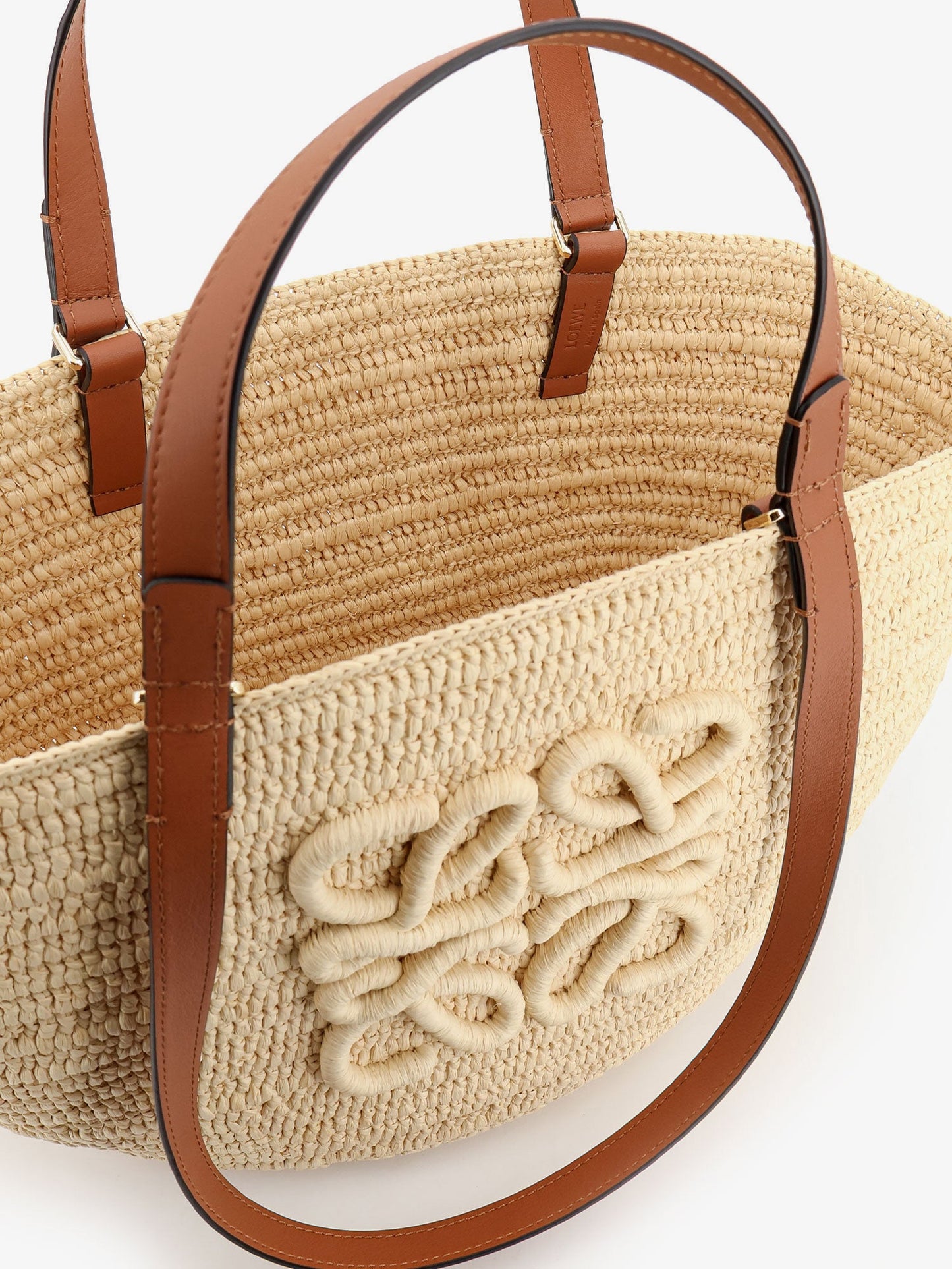 Loewe Women Paula's Ibiza -Eclipse Raffia And Leather Handbag With 3D Anagram Logo LOEWE