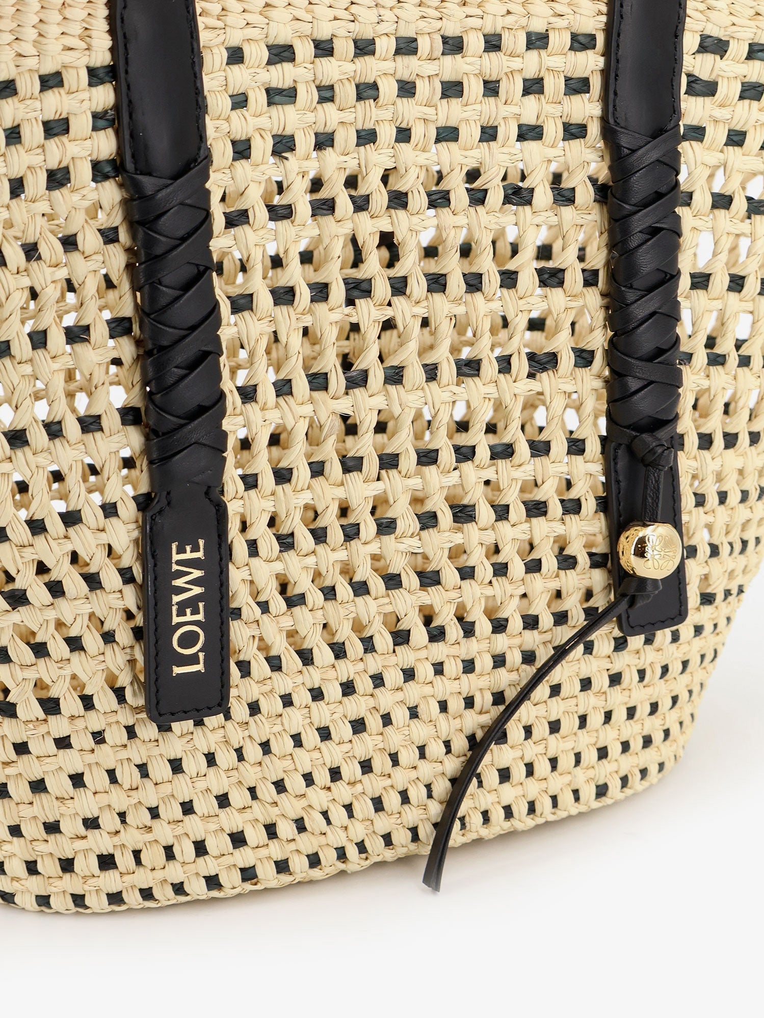 Loewe Women Paula's Ibiza -Braid Raffia And Leather Shoulder Bag LOEWE