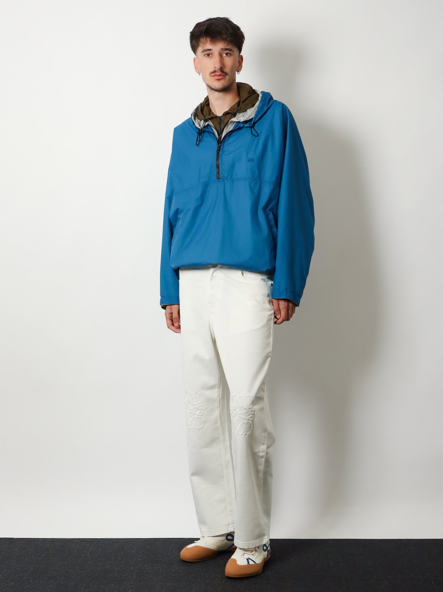 Loewe Men Anorak Technical Fabric Windbreaker With Embroidered Anagram Logo LOEWE