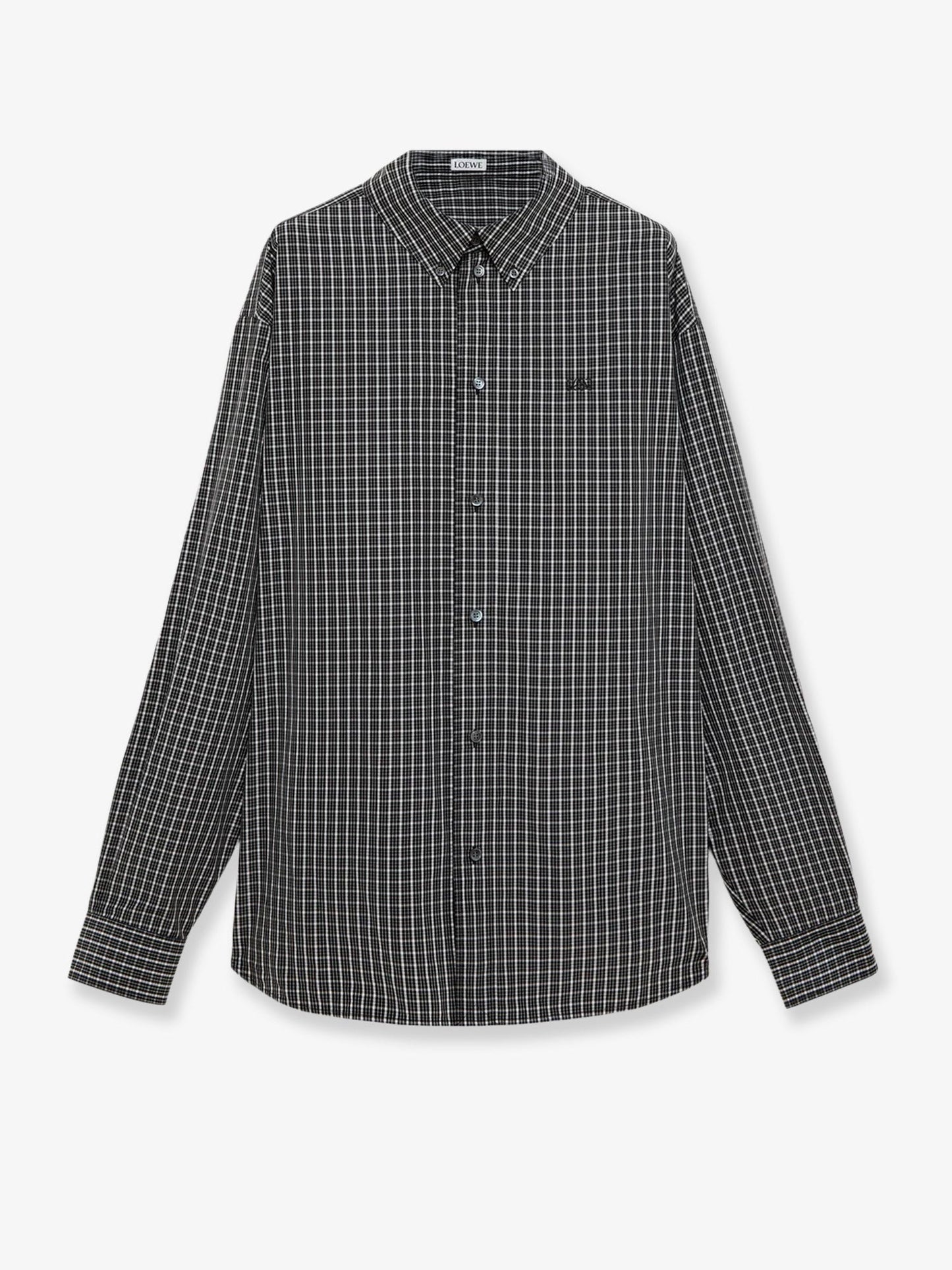 Loewe Men Technical Cotton Shirt With All-Over Check Pattern LOEWE