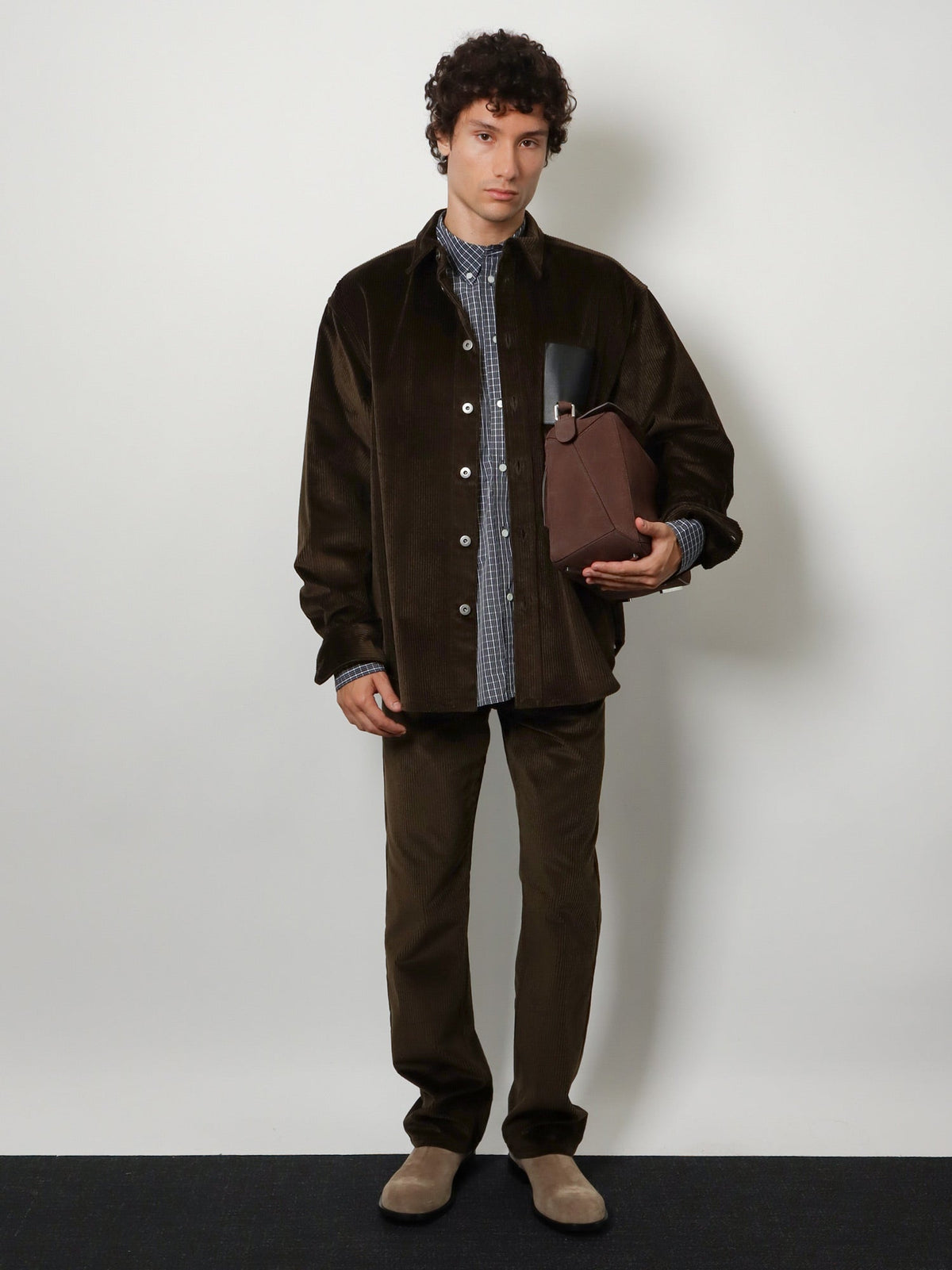 Loewe Men Technical Cotton Shirt With All-Over Check Pattern LOEWE