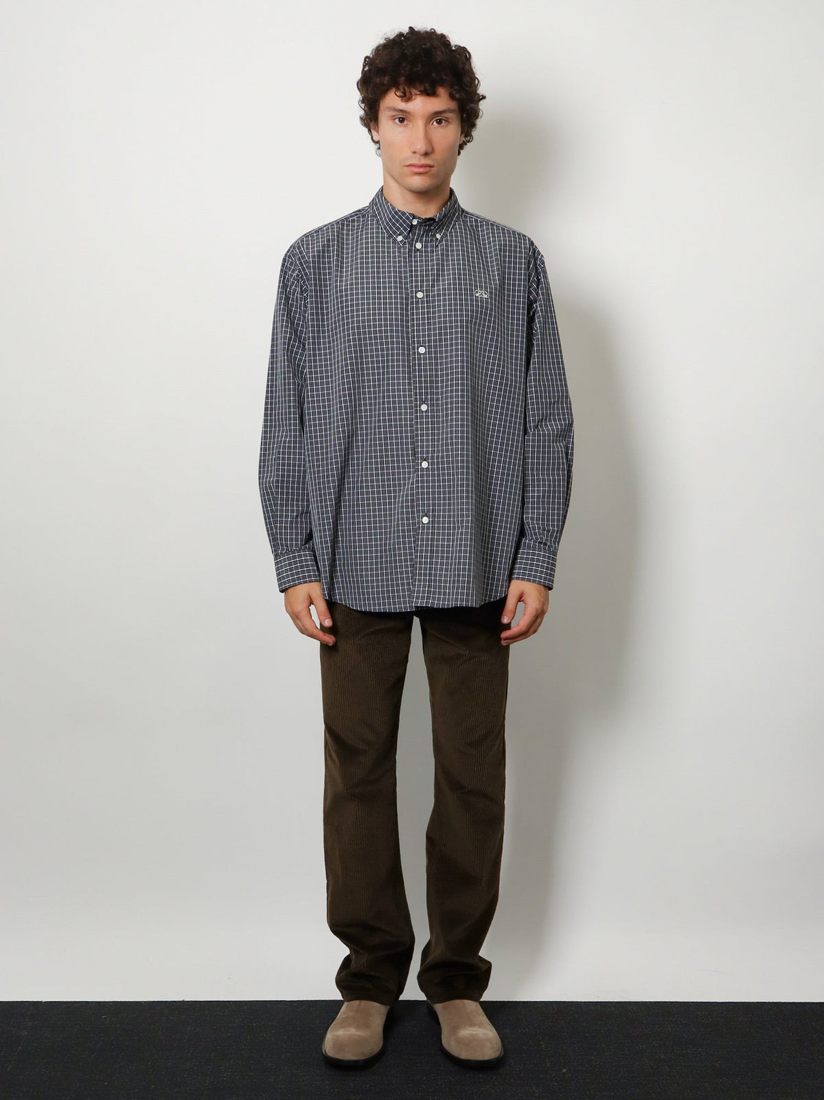 Loewe Men Technical Cotton Shirt With All-Over Check Pattern LOEWE