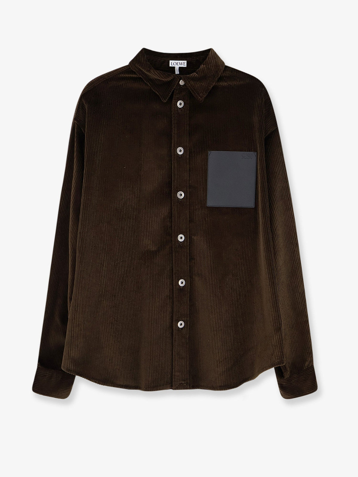 Loewe Men Corduroy Shirt With Leather Pocket LOEWE