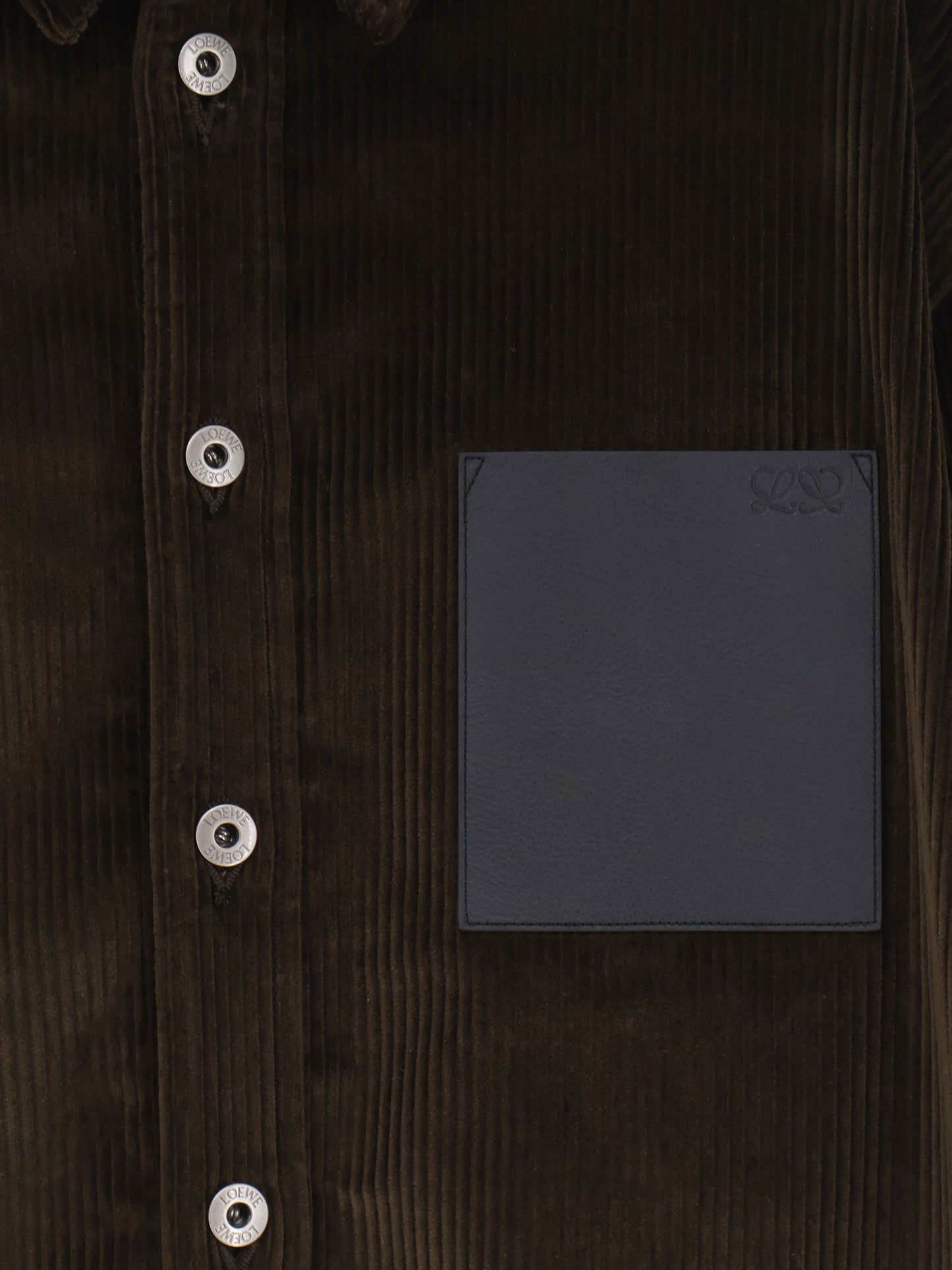 Loewe Men Corduroy Shirt With Leather Pocket LOEWE