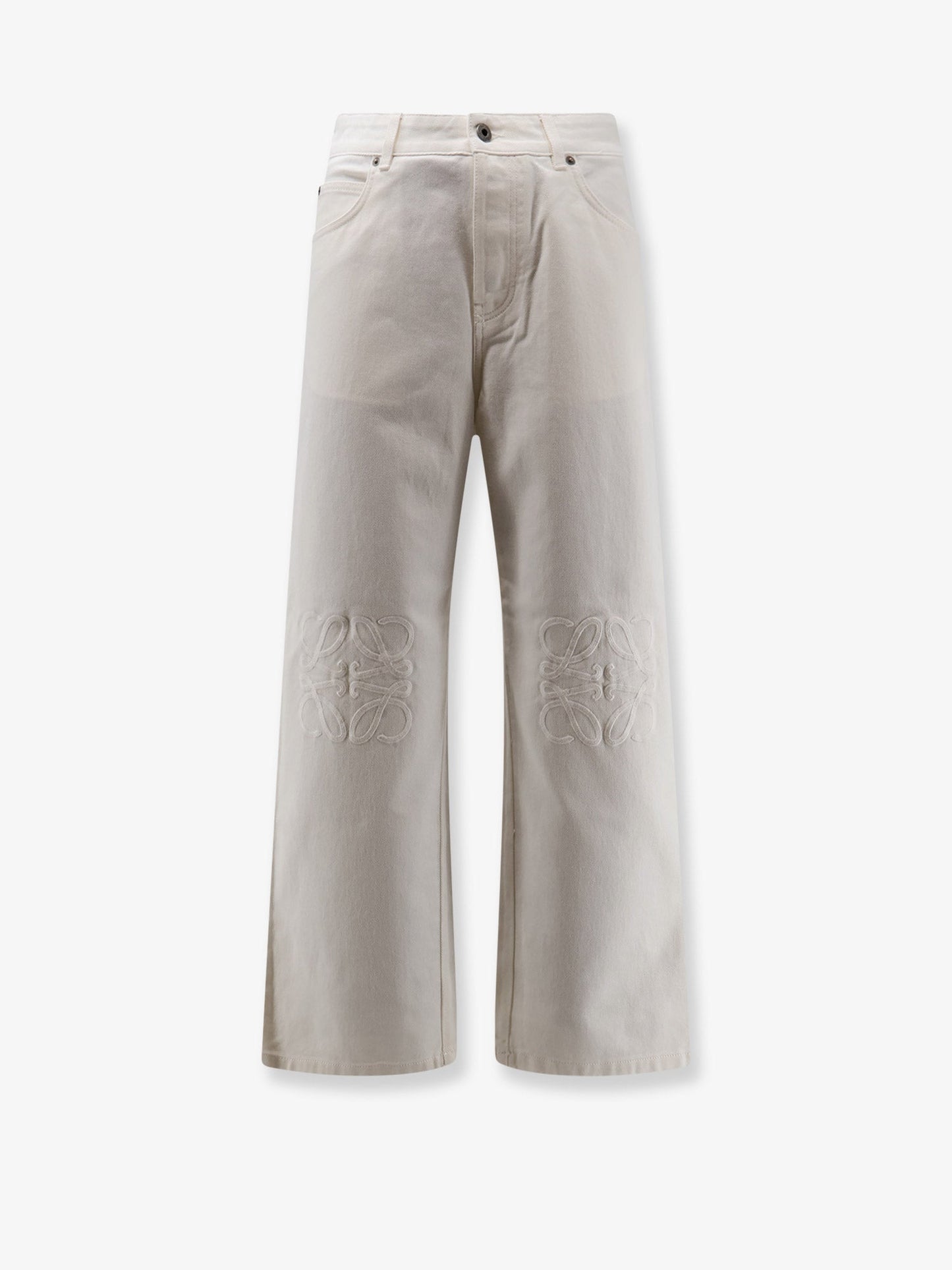 Loewe Men Anagram Baggy White Denim Trousers LOEWE