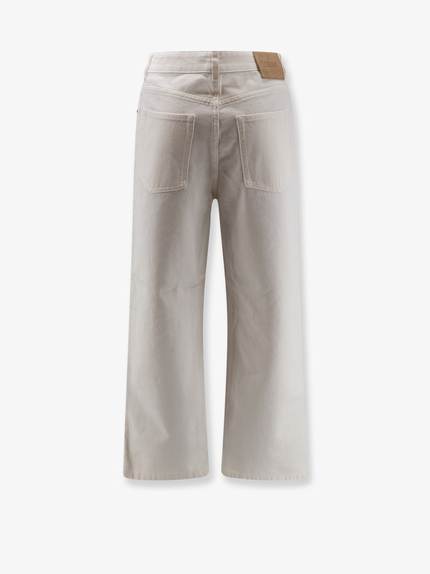 Loewe Men Anagram Baggy White Denim Trousers LOEWE