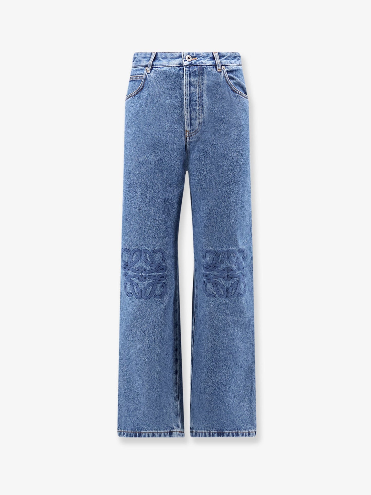 Loewe Men Anagram Baggy Jeans With Embroidery On The Front LOEWE