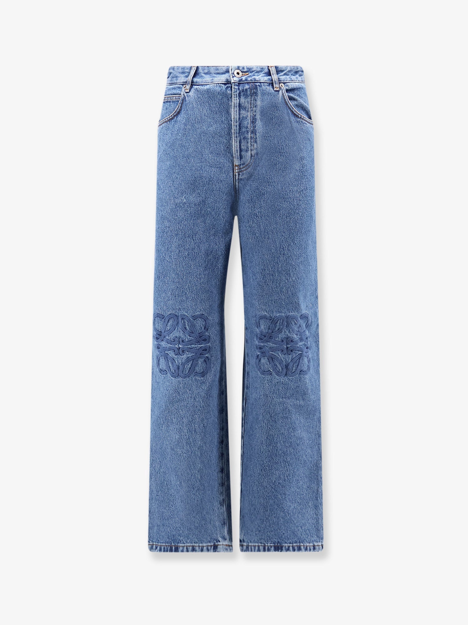 Loewe Men Anagram Baggy Jeans With Embroidery On The Front LOEWE