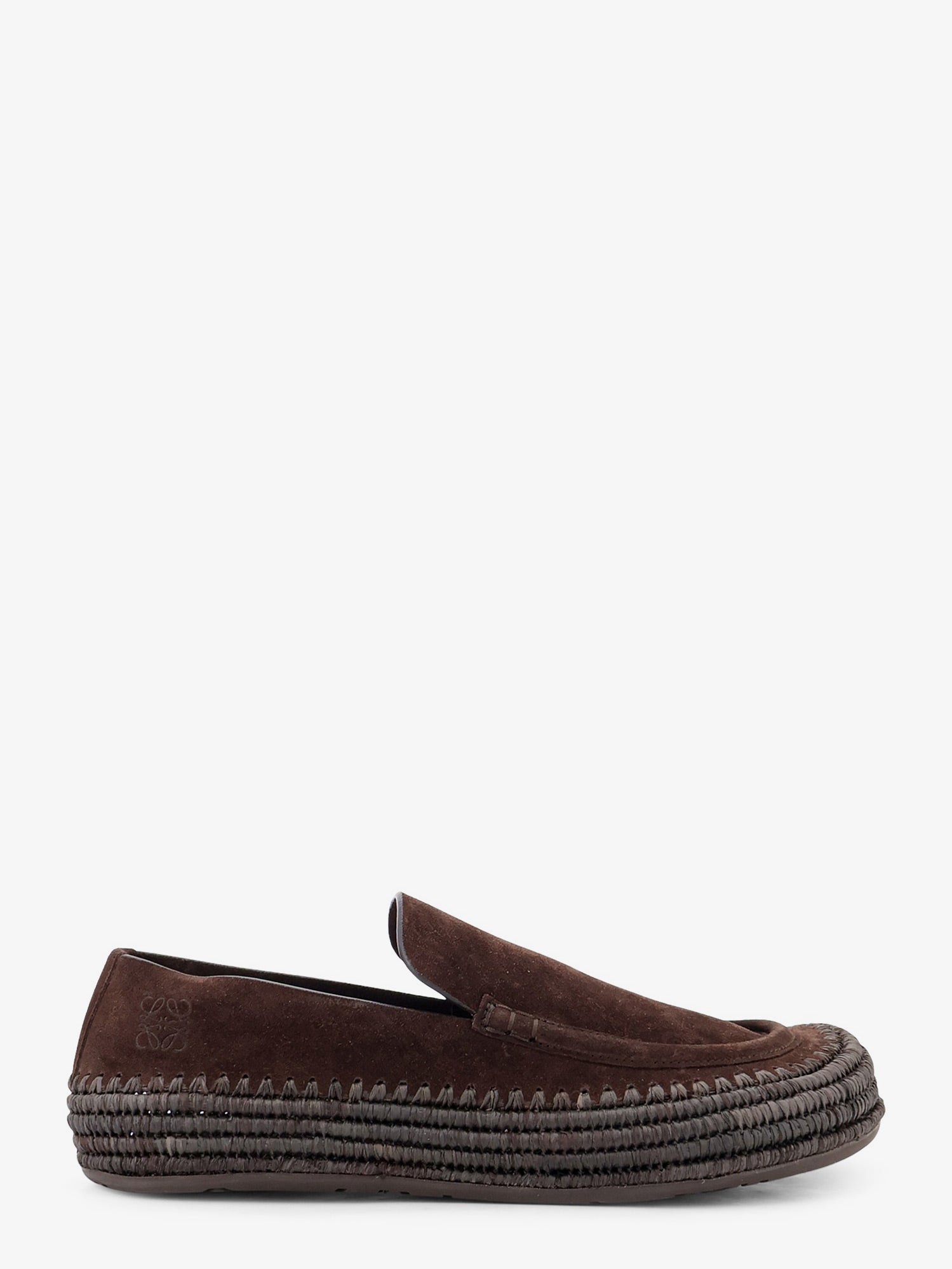 Loewe Men Rio Suede And Raffia Loafers LOEWE