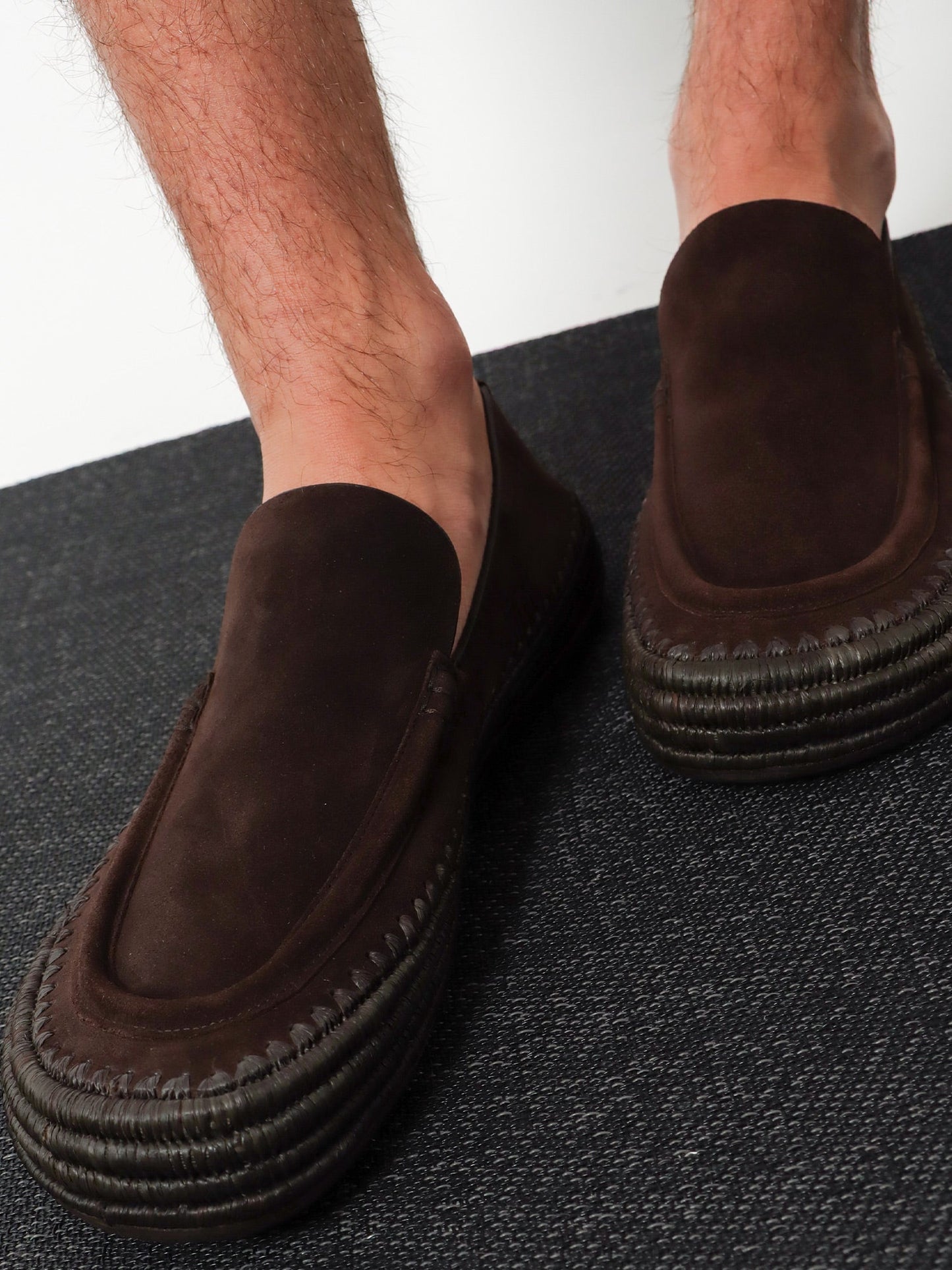 Loewe Men Rio Suede And Raffia Loafers LOEWE