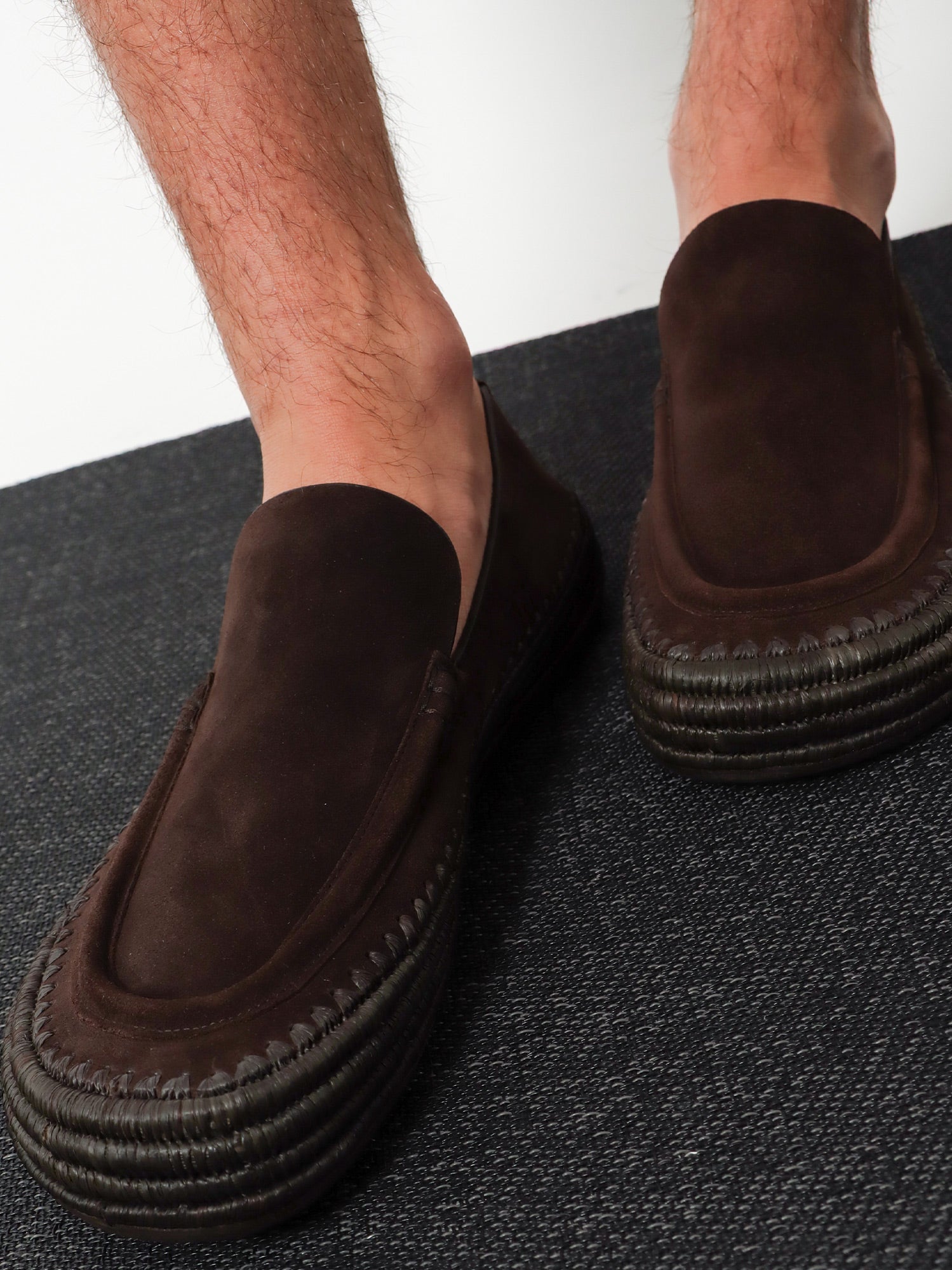 Loewe Men Rio Suede And Raffia Loafers LOEWE