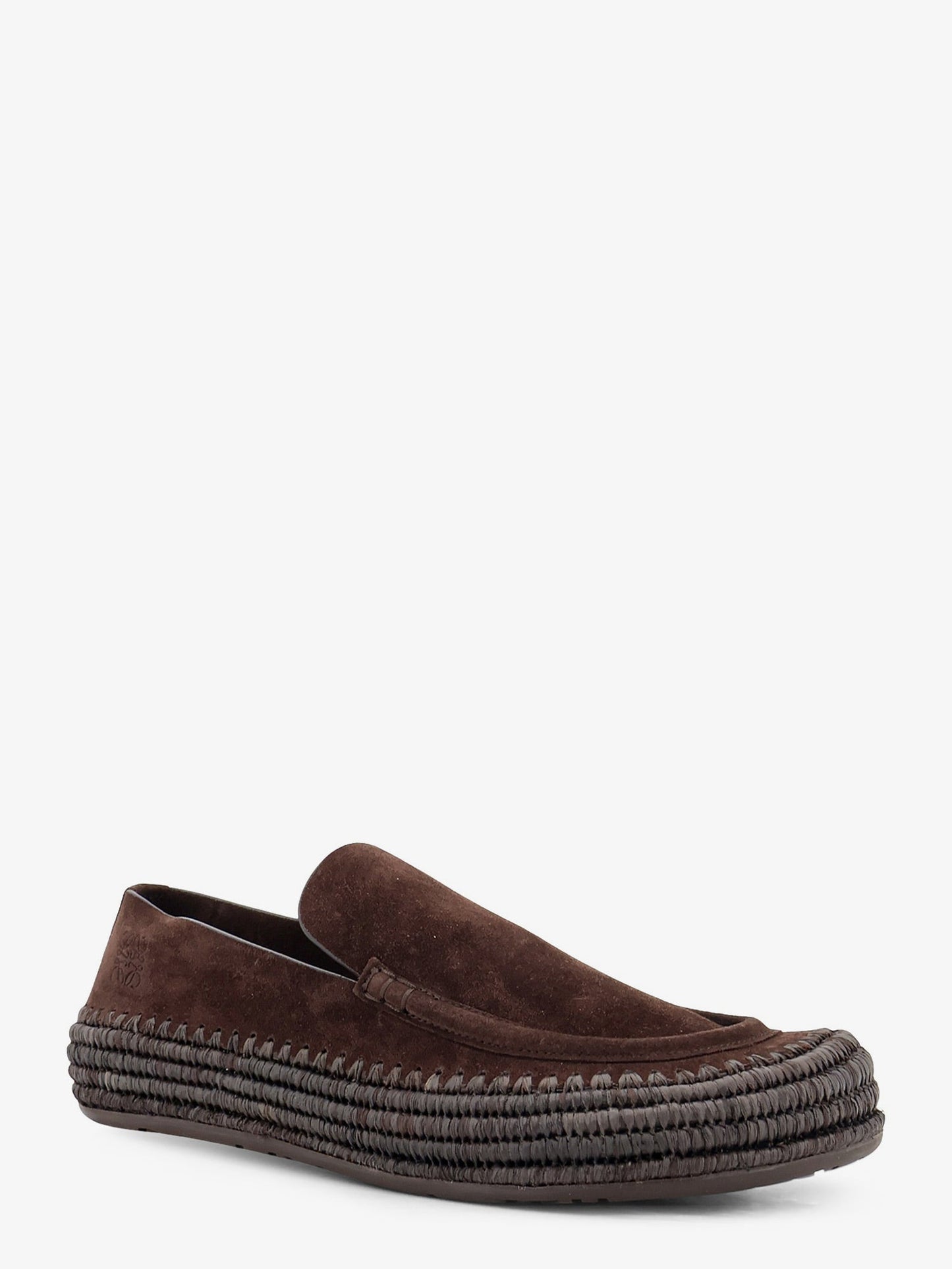 Loewe Men Rio Suede And Raffia Loafers LOEWE