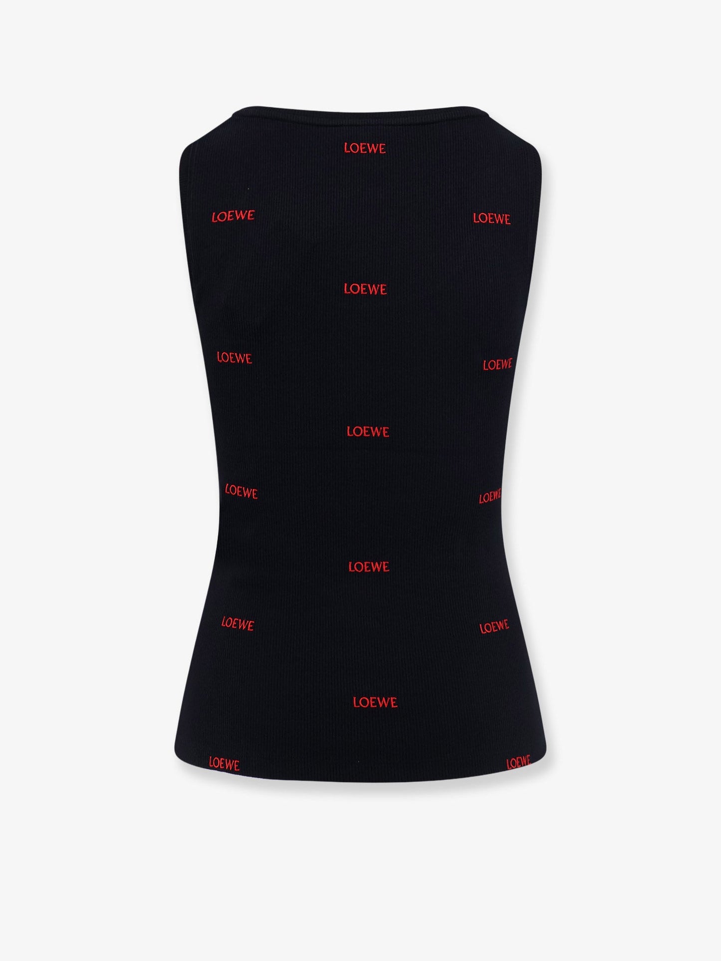 Loewe Women Cotton Tank Top With All-Over Logo Lettering Embroidery LOEWE