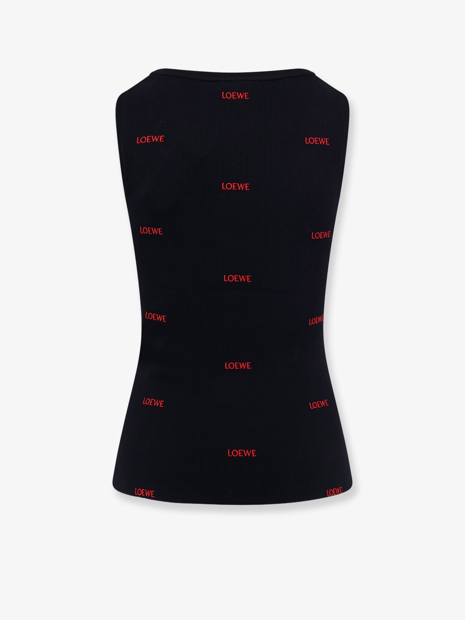 Loewe Women Cotton Tank Top With All-Over Logo Lettering Embroidery LOEWE