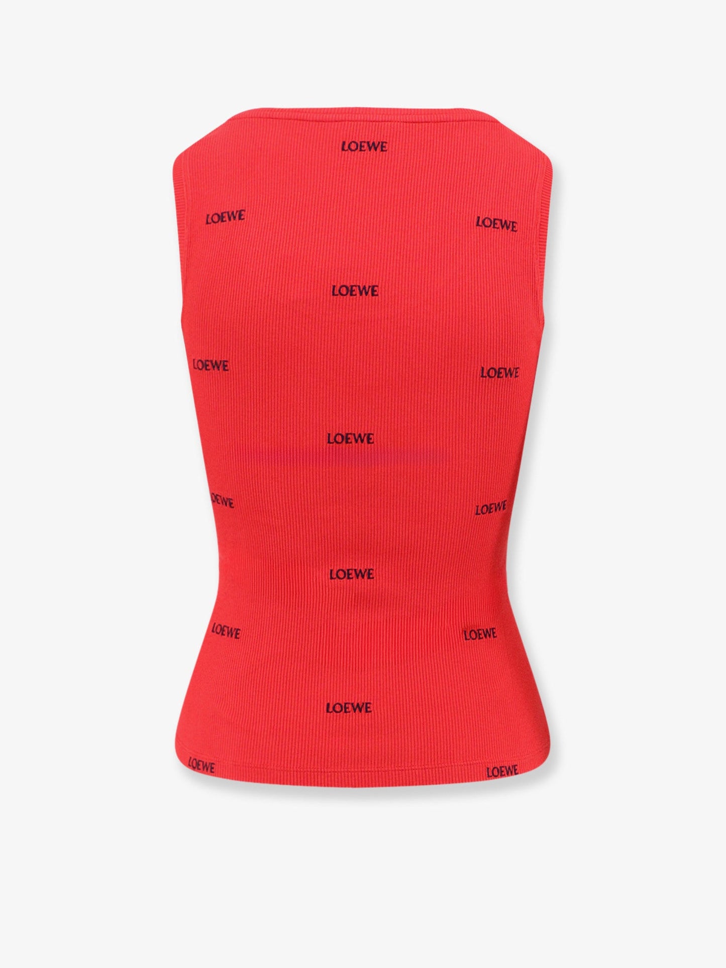 Loewe Women Cotton Tank Top With All-Over Embroidered Logo Lettering LOEWE