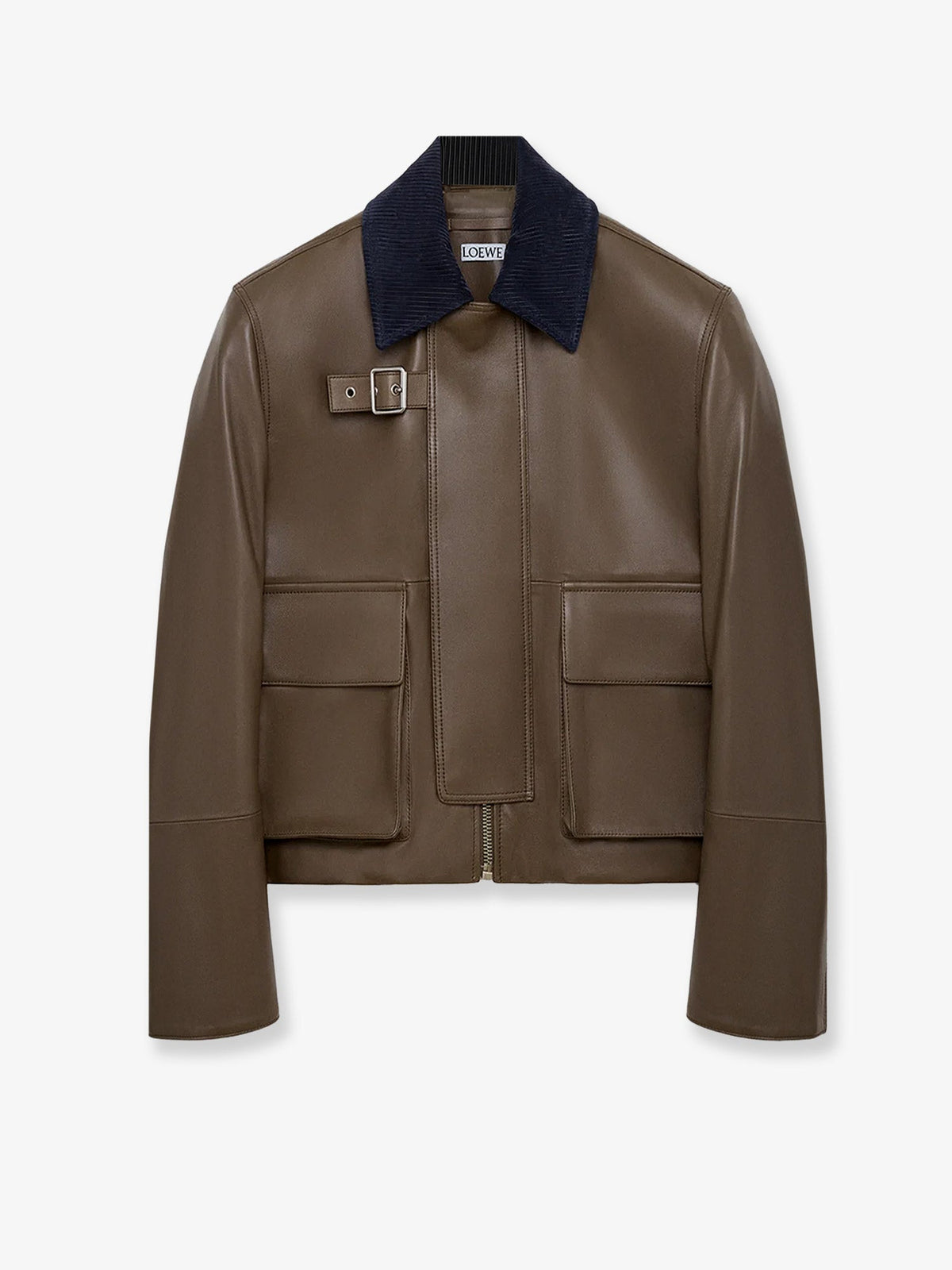 Loewe Women Lightweight Nappa Leather Short Jacket With A Corduroy Collar LOEWE