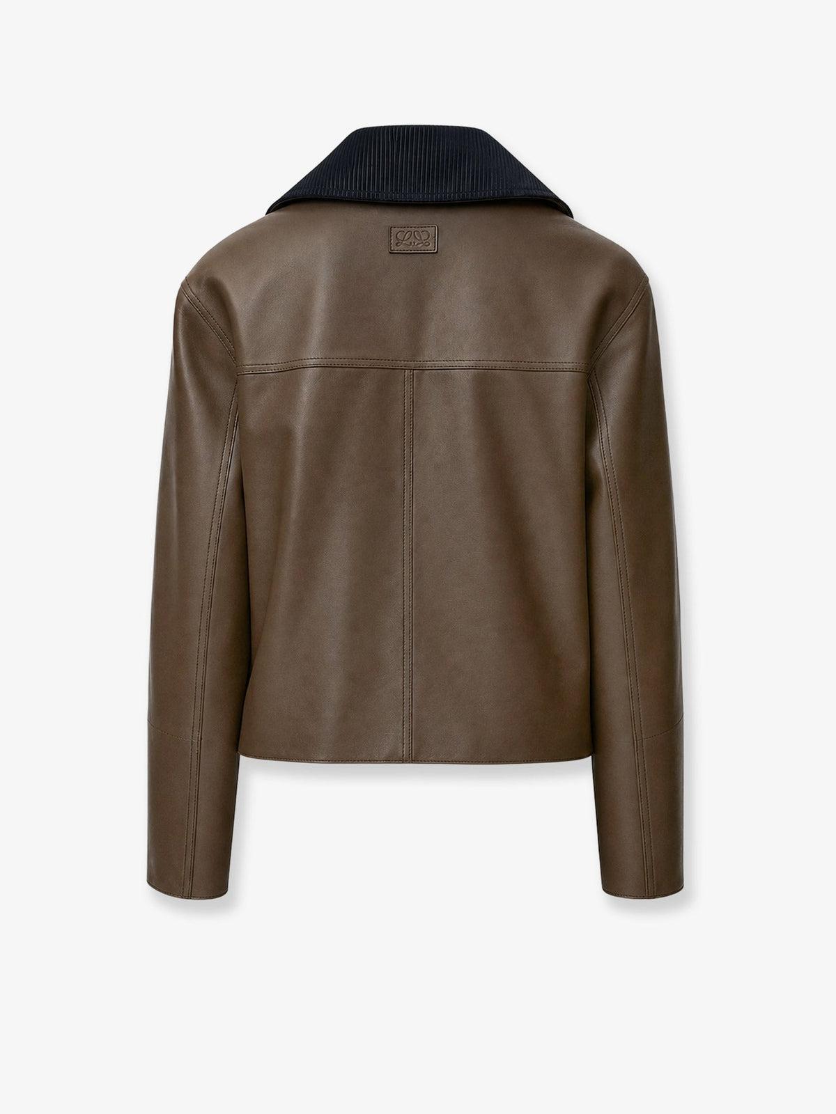 Loewe Women Lightweight Nappa Leather Short Jacket With A Corduroy Collar LOEWE