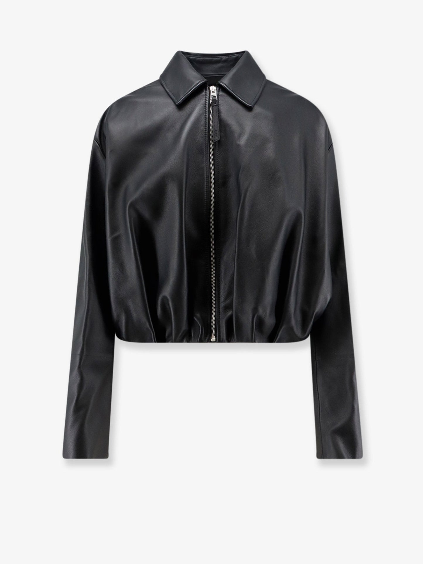 Loewe Women Cropped Leather Jacket With Back Logo Patch LOEWE