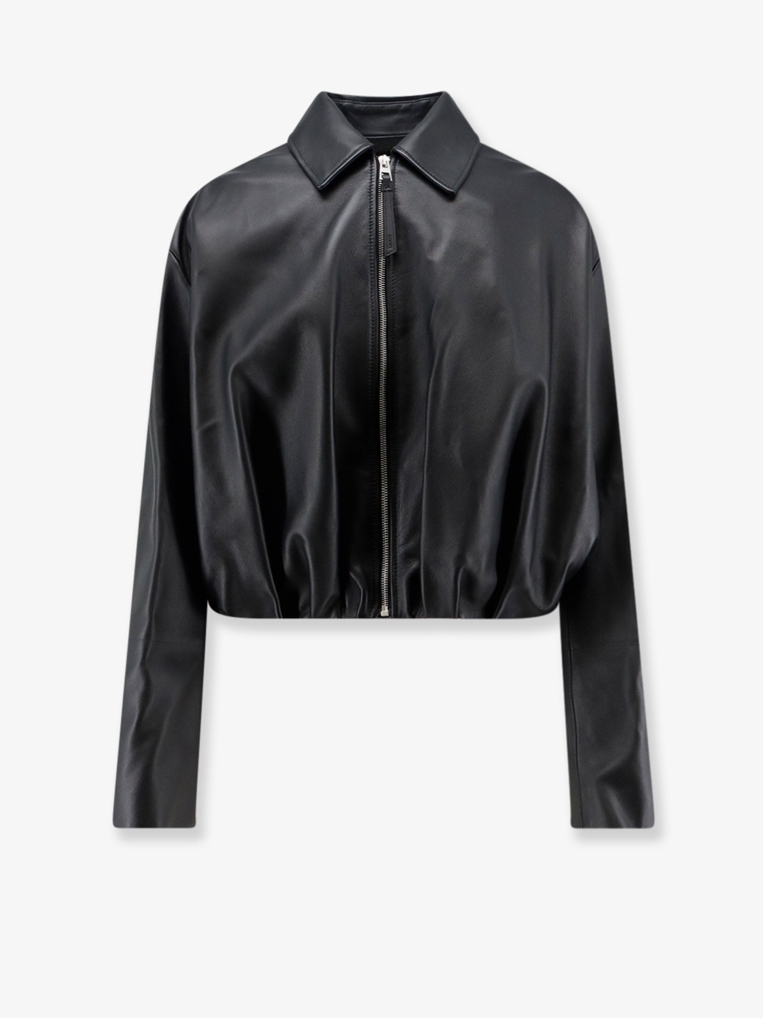 Loewe Women Cropped Leather Jacket With Back Logo Patch LOEWE