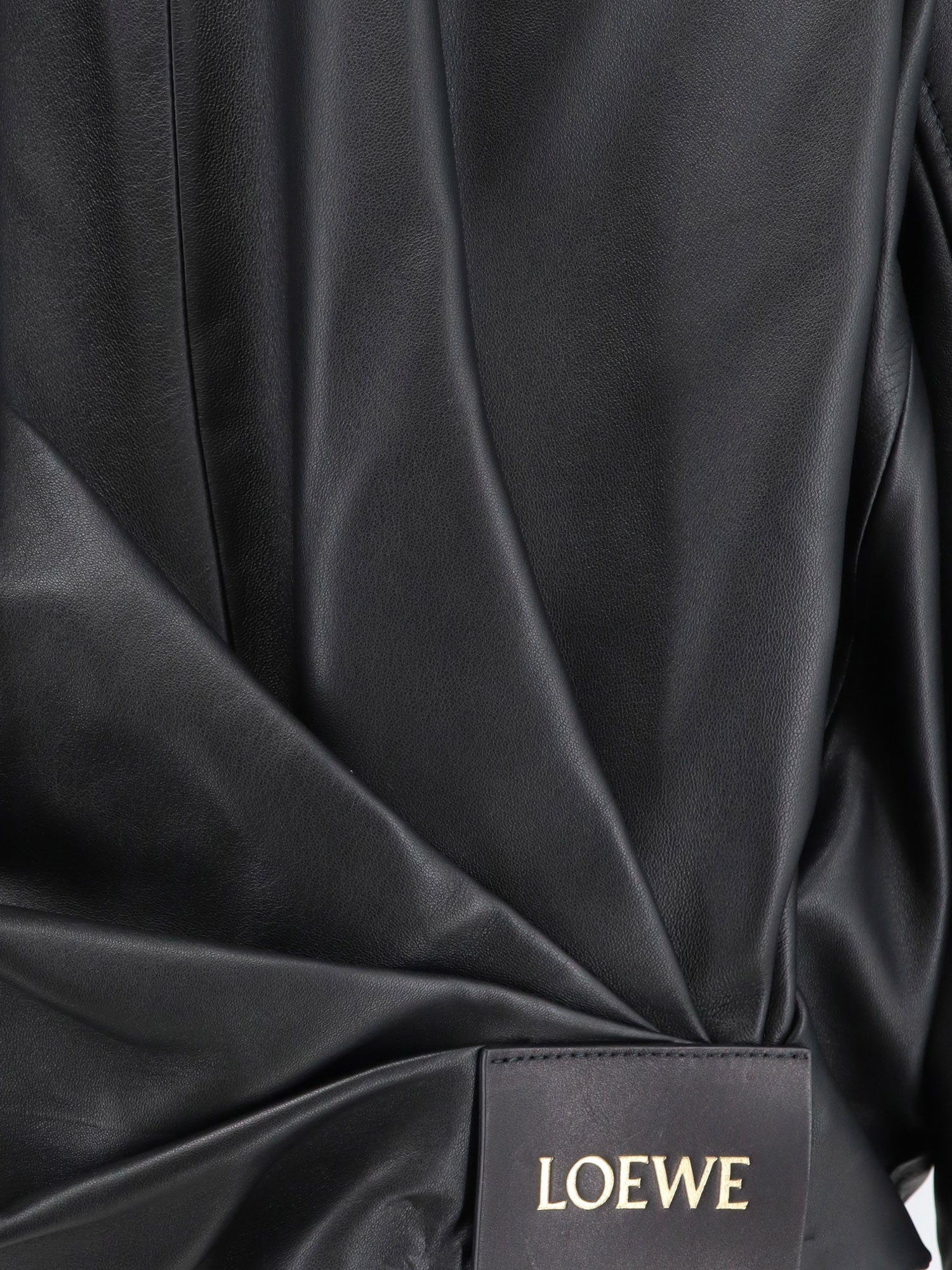 Loewe Women Cropped Leather Jacket With Back Logo Patch LOEWE
