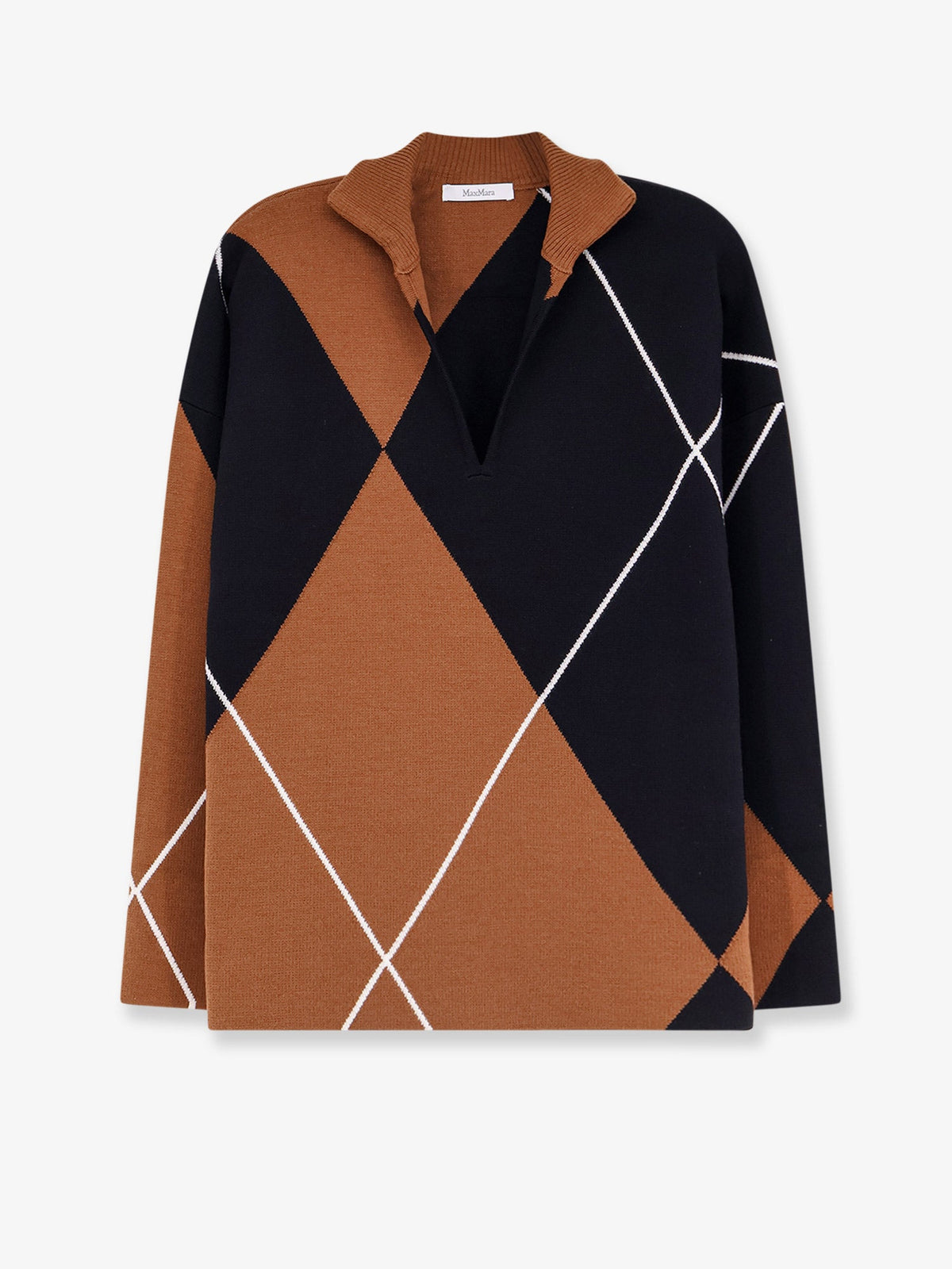 Max Mara Women Mxmsala Argyle Pattern Virgin Wool Sweater MAX MARA