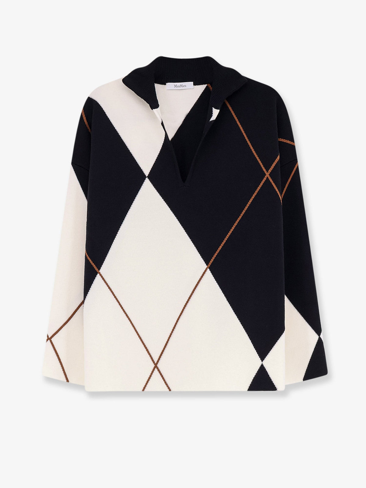 Max Mara Women Mxmsala Argyle Pattern Virgin Wool Sweater MAX MARA