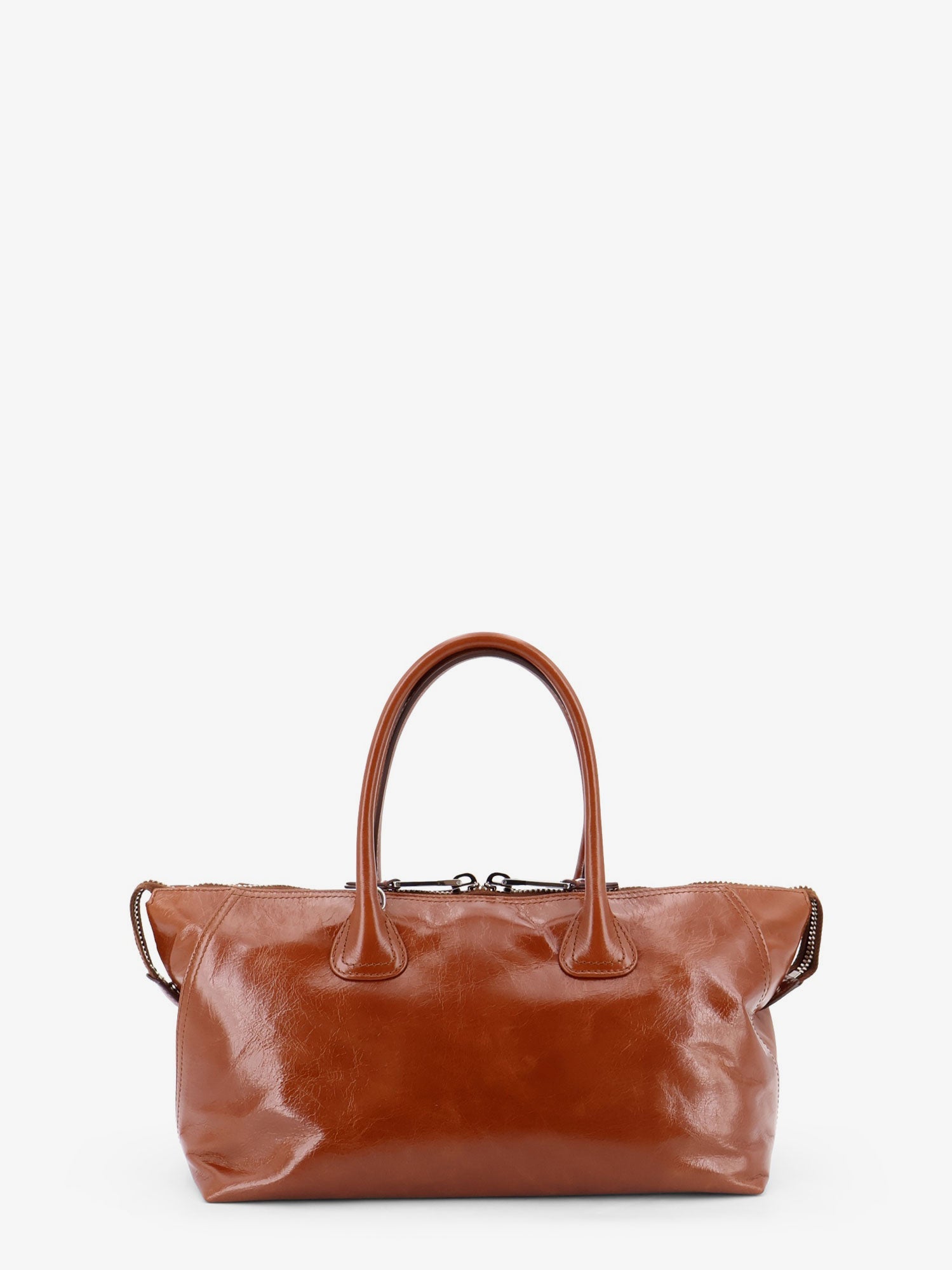 Miu Miu Women Shiny Leather Handbag With Front Lettering Logo MIU MIU