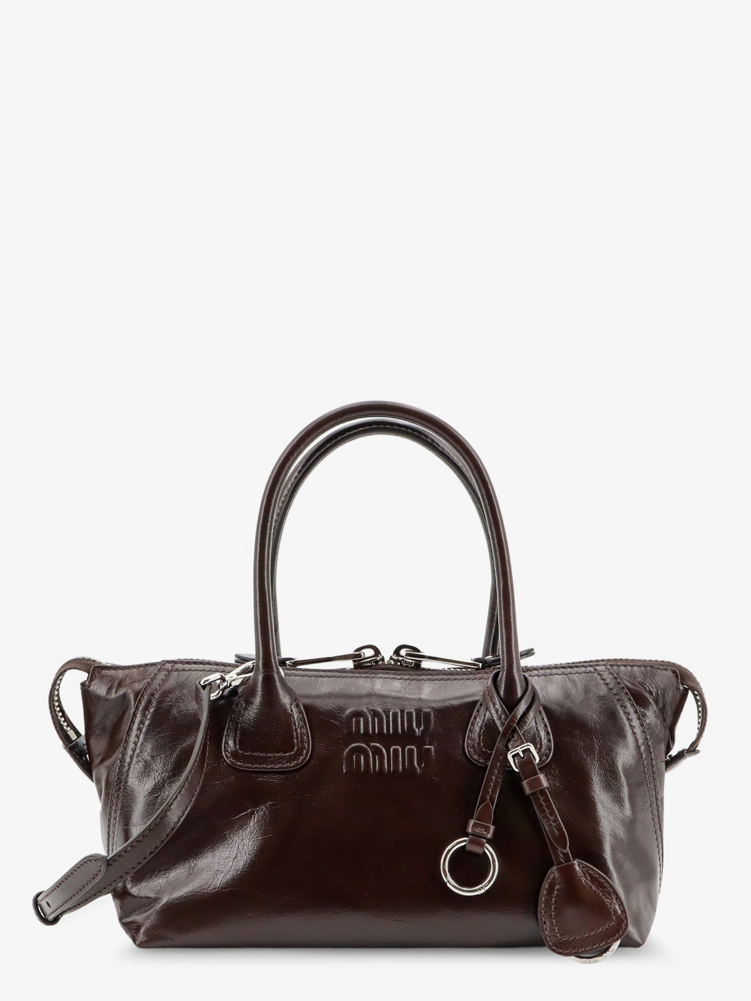 Miu Miu Women Leather Handbag With Embossed Lettering Logo MIU MIU