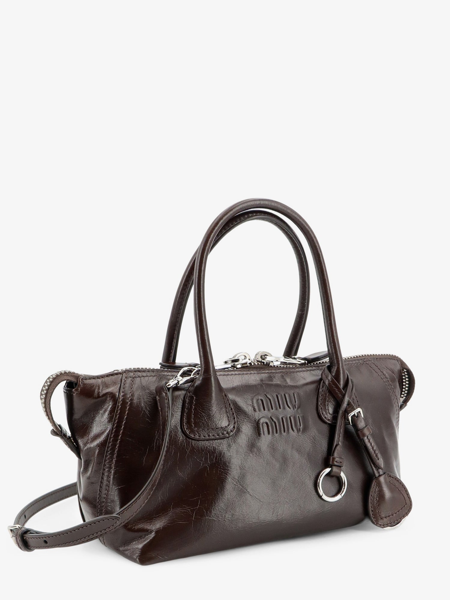Miu Miu Women Leather Handbag With Embossed Lettering Logo MIU MIU