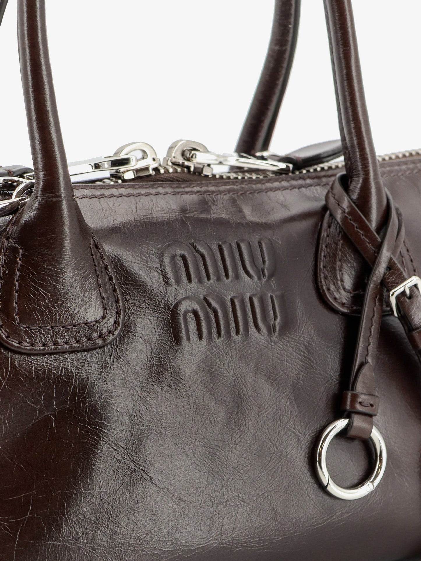 Miu Miu Women Leather Handbag With Embossed Lettering Logo MIU MIU