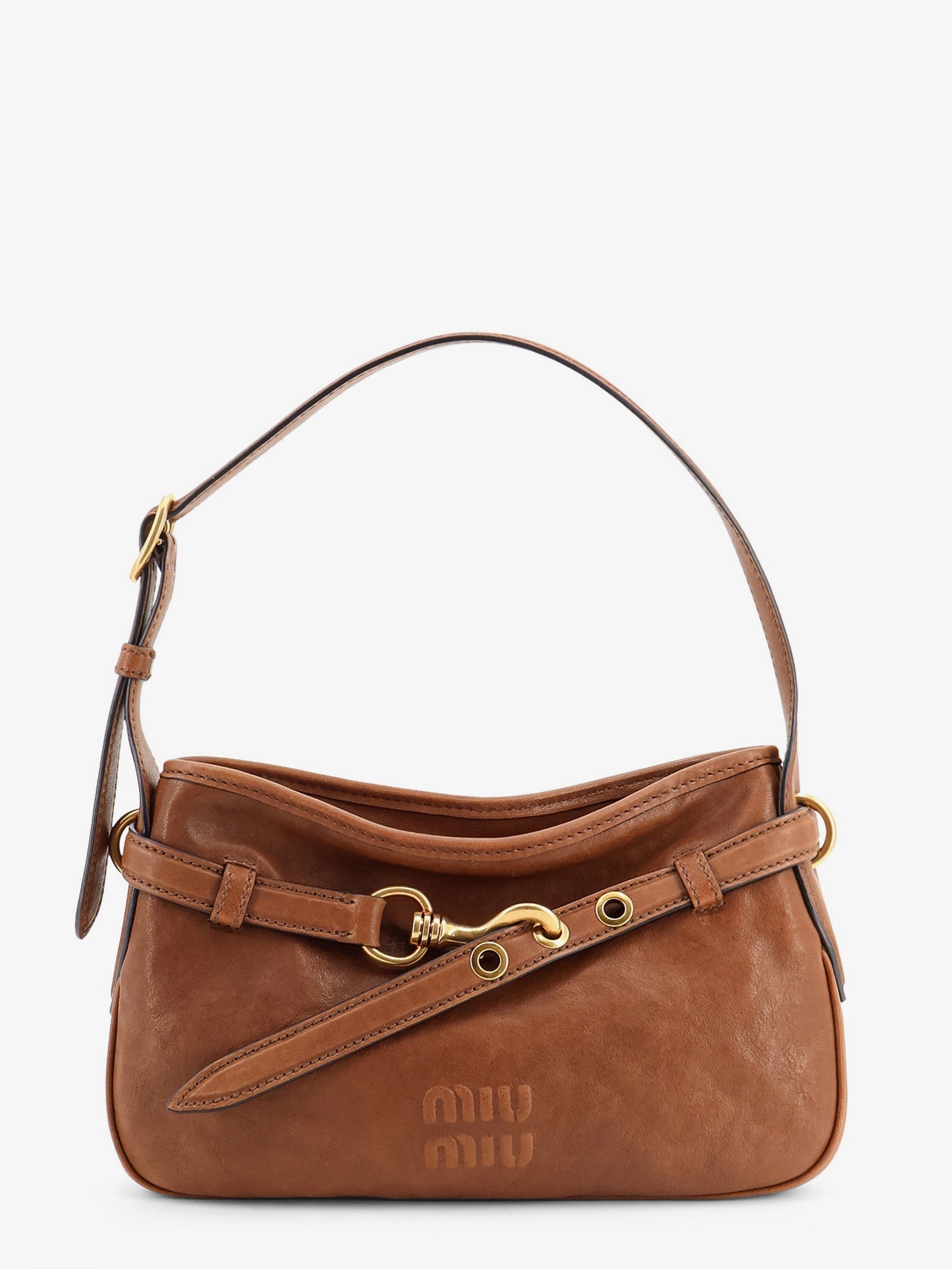 Miu Miu Women Aventure Leather Bag With Embossed Front Logo MIU MIU