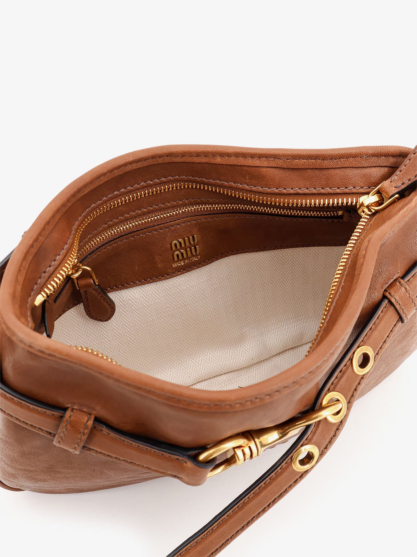 Miu Miu Women Aventure Leather Bag With Embossed Front Logo MIU MIU