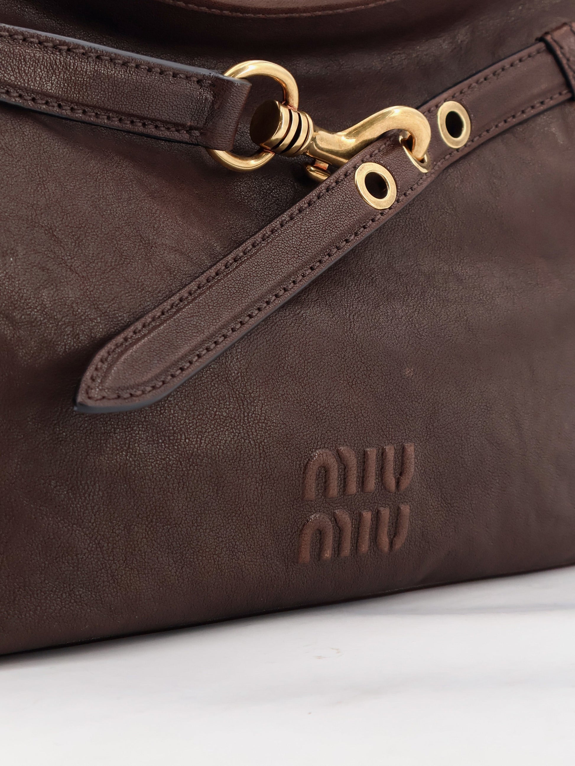 Miu Miu Women Aventure Leather Shoulder Bag MIU MIU