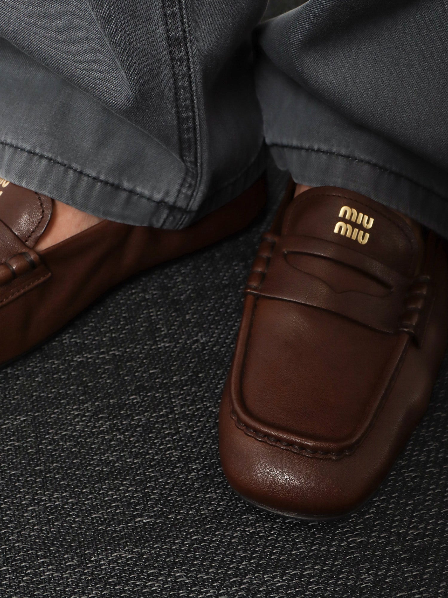 Miu Miu Women Ruches Leather Loafers MIU MIU