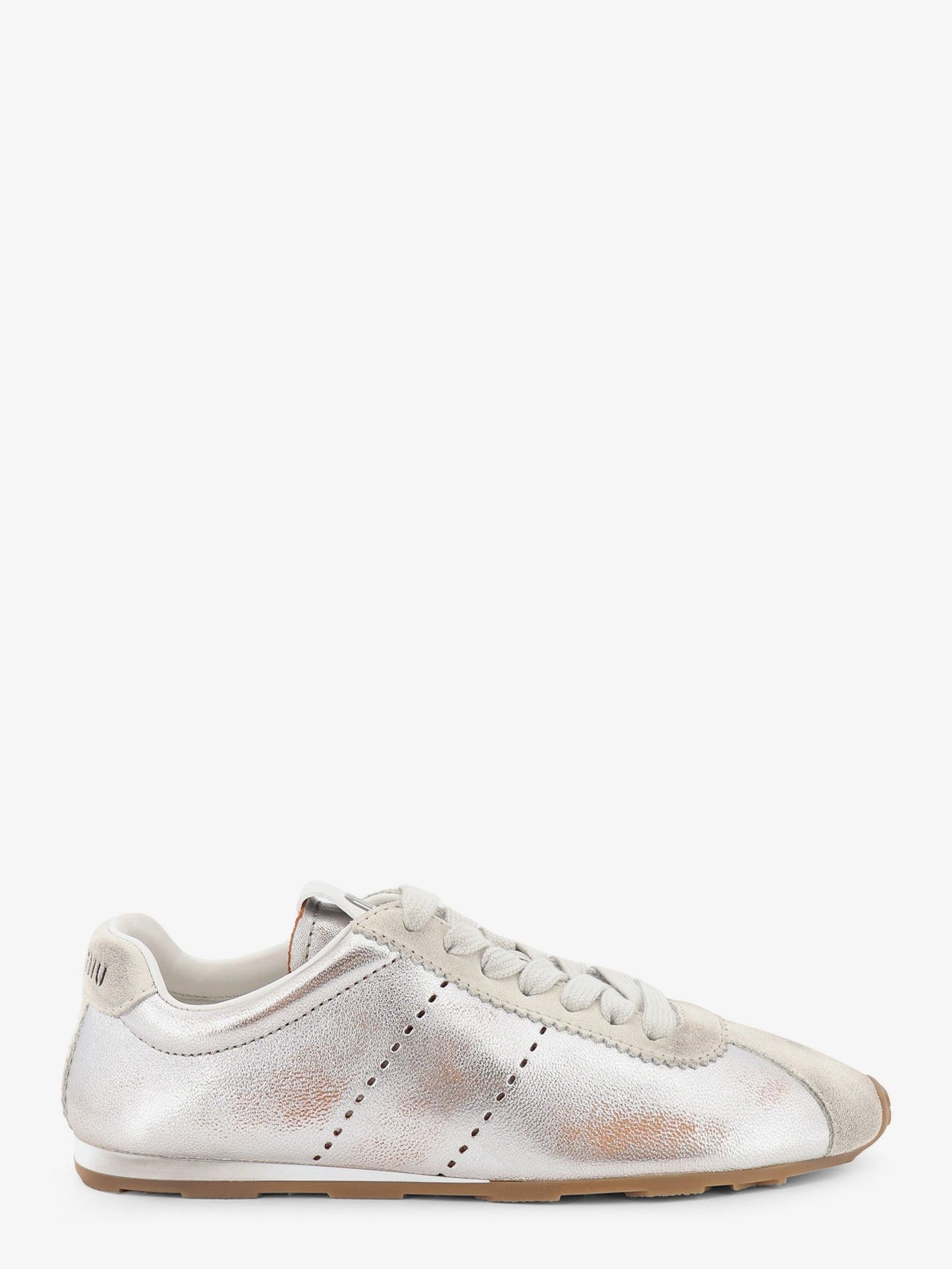 Miu Miu Women Plume Vintage Silver Leather Sneakers MIU MIU