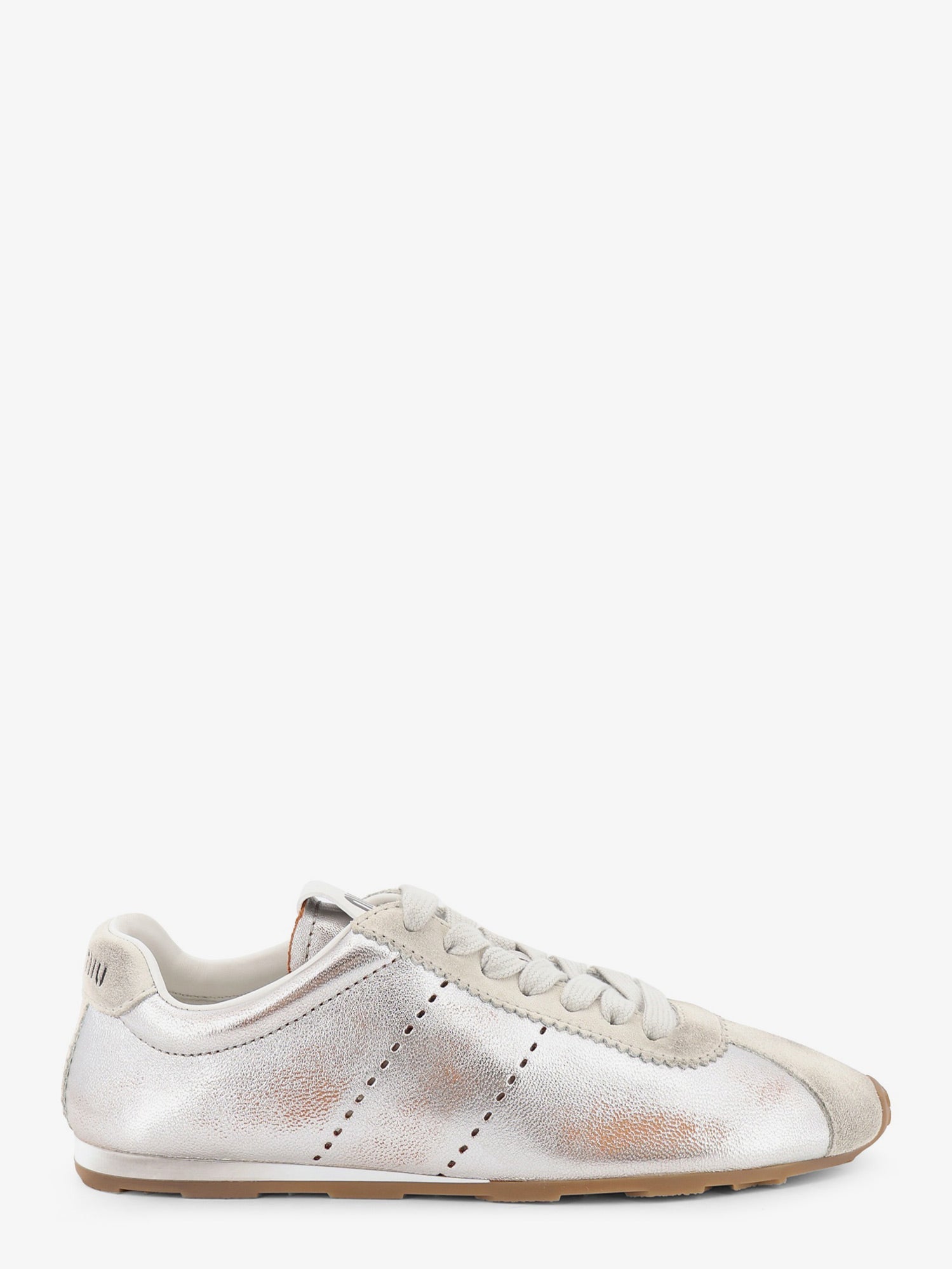 Miu Miu Women Plume Vintage Silver Leather Sneakers MIU MIU